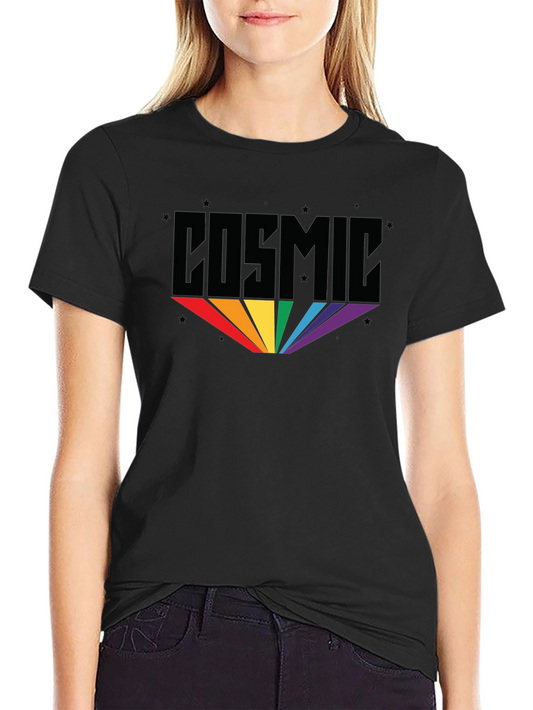 Cosmic Rainbow Graphic Black T-Shirt