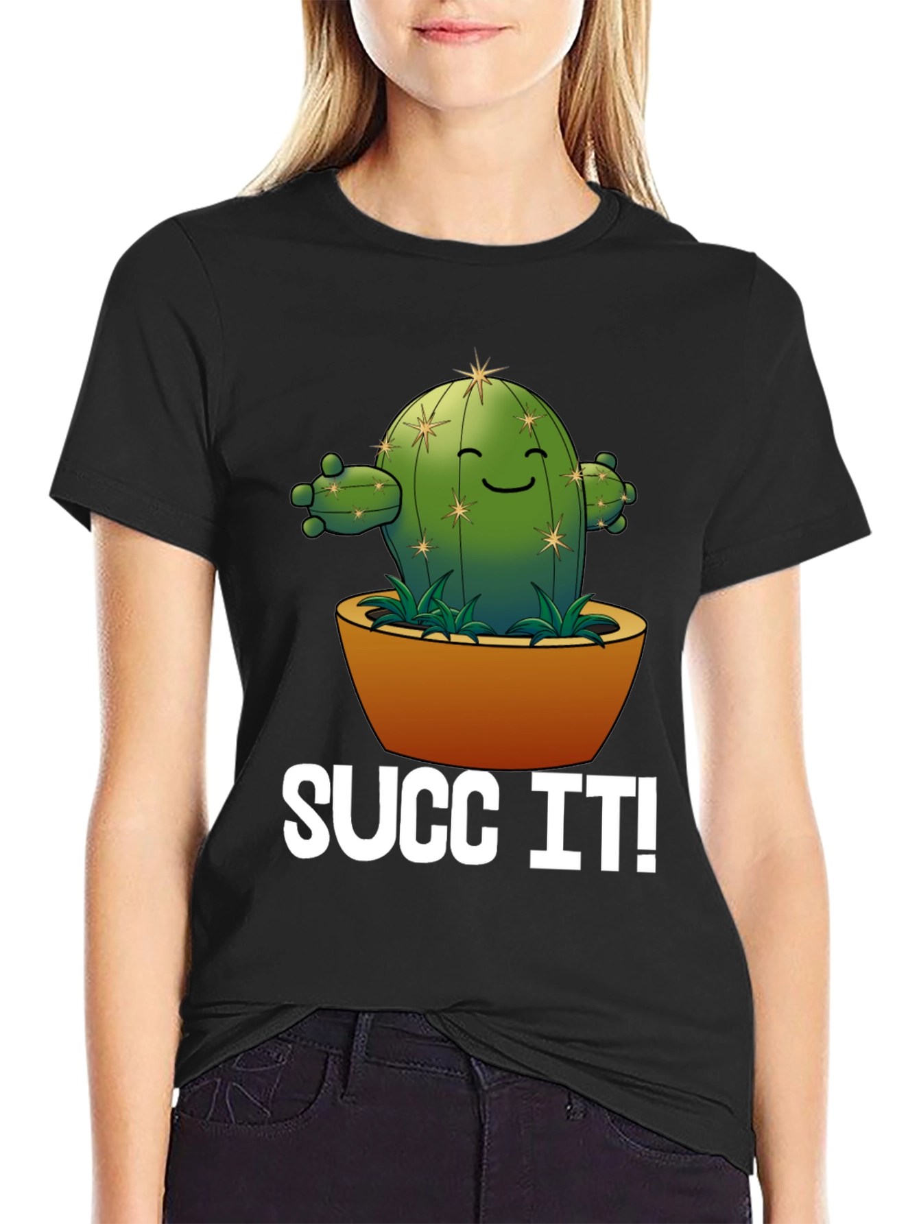 Funny Succ It! Cactus Graphic T-Shirt
