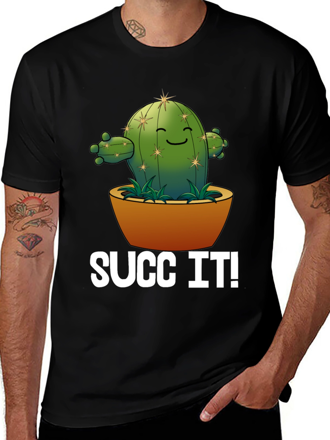 Funny Succ It! Cactus Graphic T-Shirt