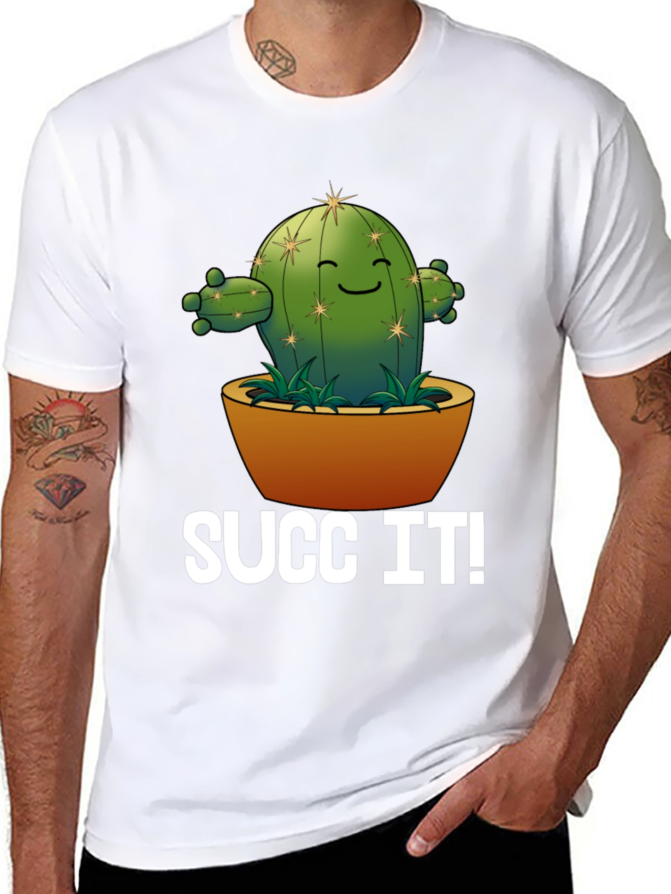 Funny Succ It! Cactus Graphic T-Shirt