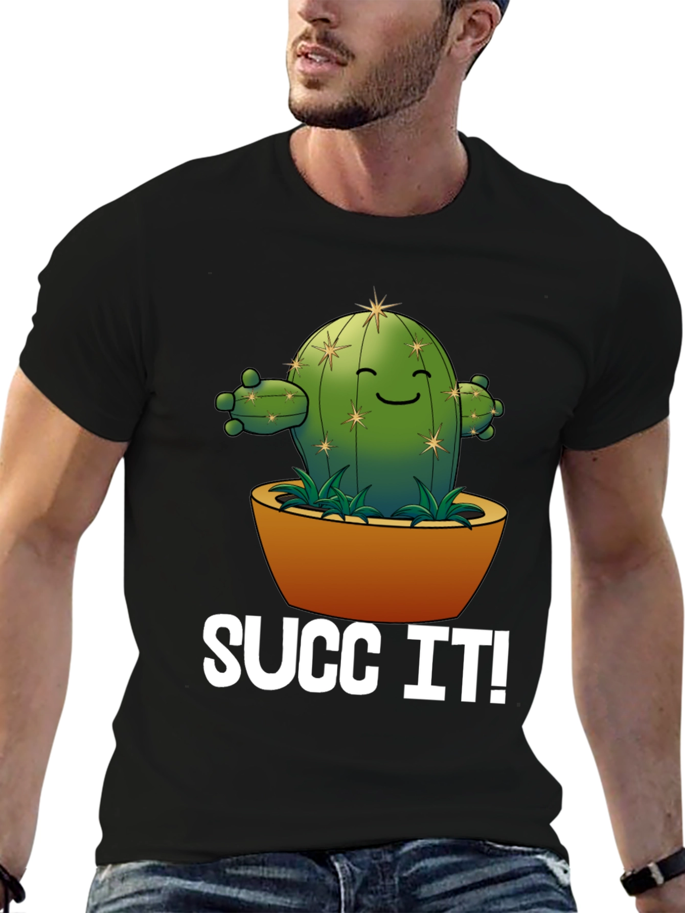 Funny Succ It! Cactus Graphic T-Shirt