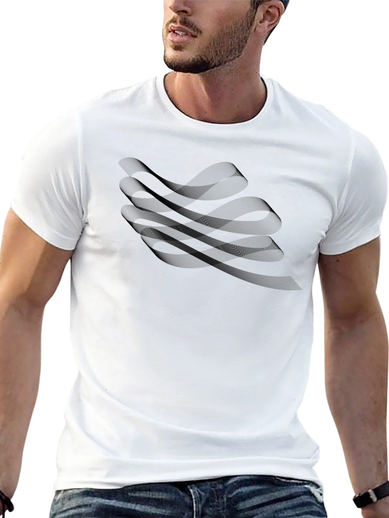 Mens Black Graphic Tee - Abstract Design