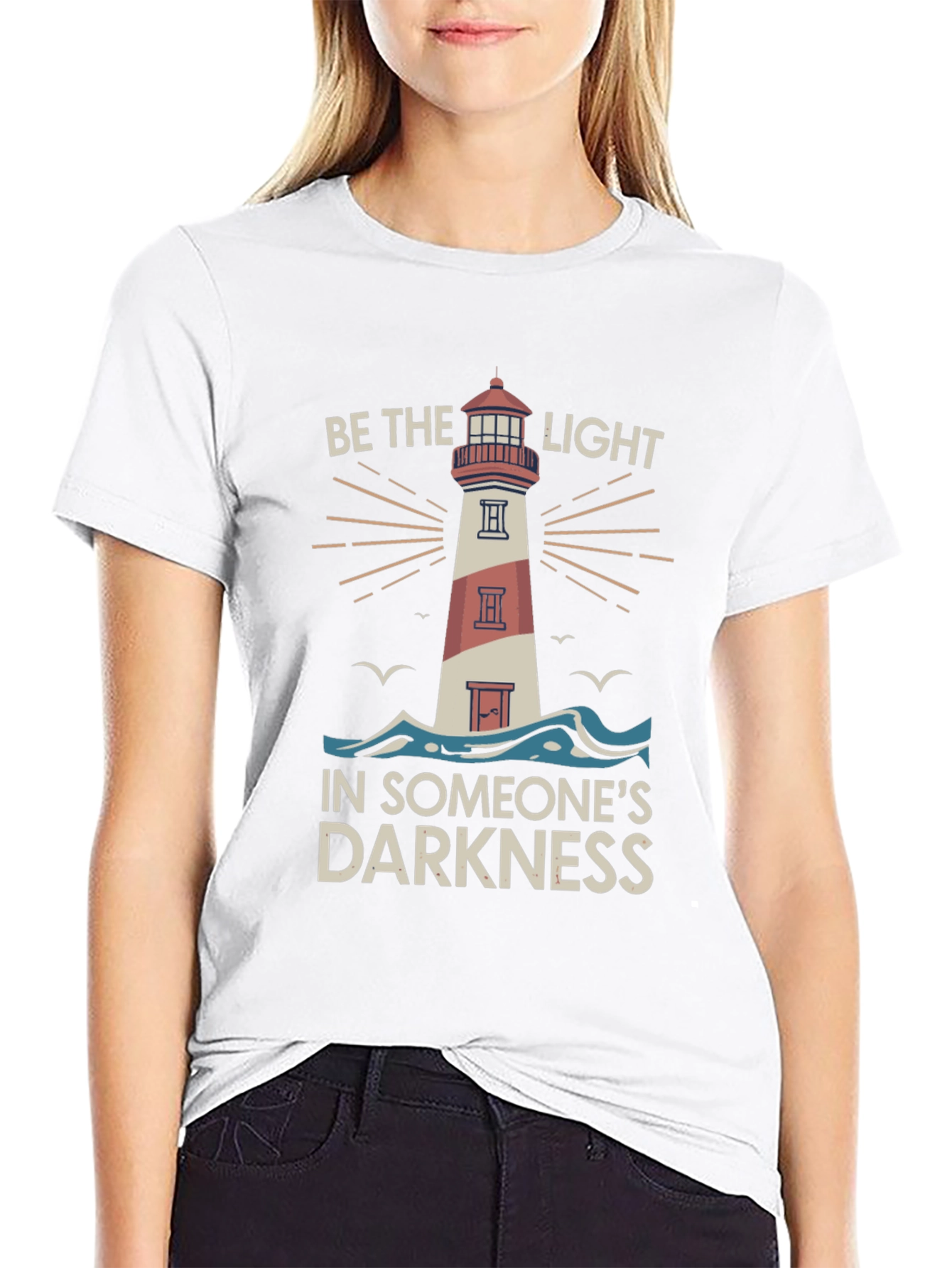 Be the Light Graphic Tee - Inspiring Lighthouse Design