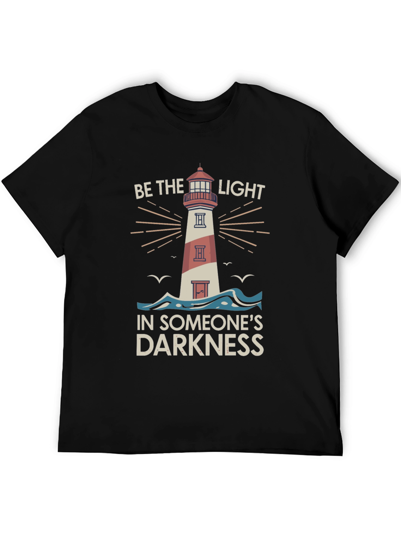 Be the Light Graphic Tee - Inspiring Lighthouse Design