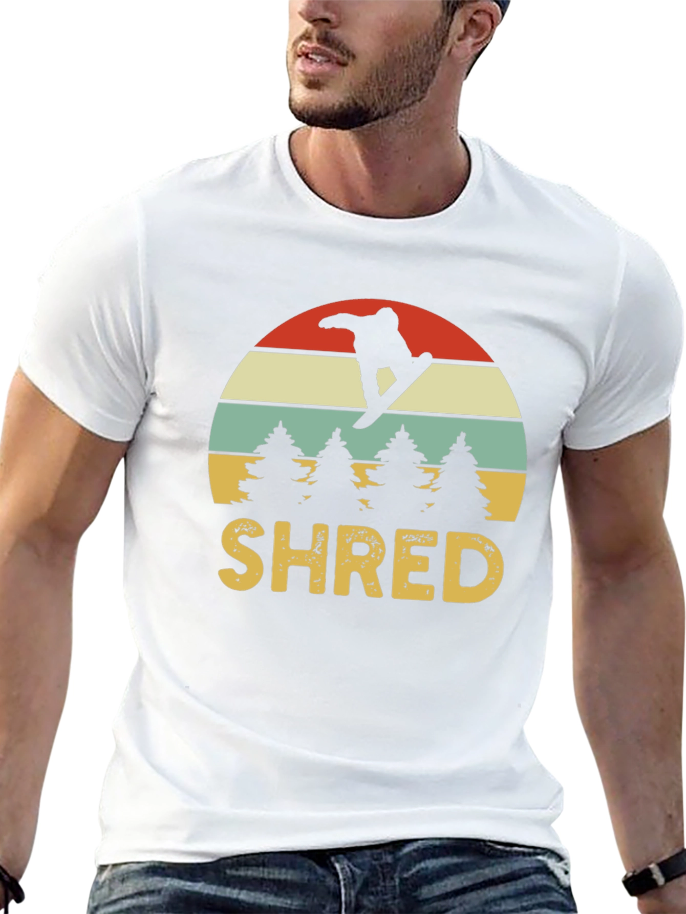 Retro SHRED Snowboarder Graphic Tee