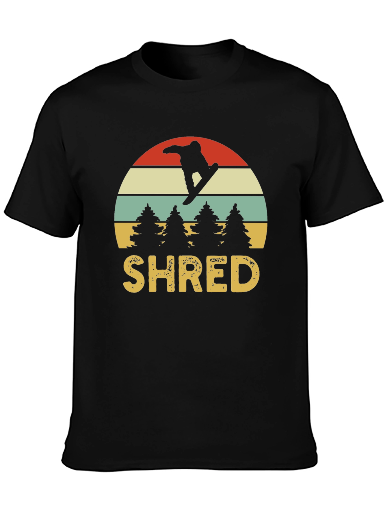 Retro SHRED Snowboarder Graphic Tee