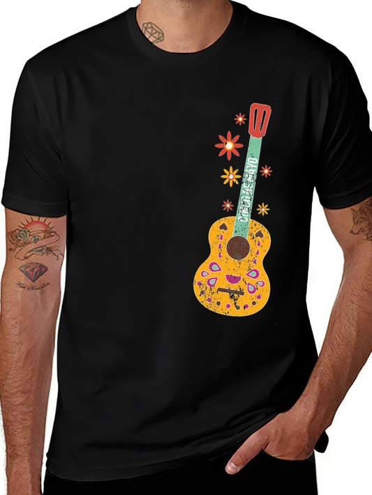 Cinco De Mayo Guitar Graphic Tee - Black Cotton T-Shirt