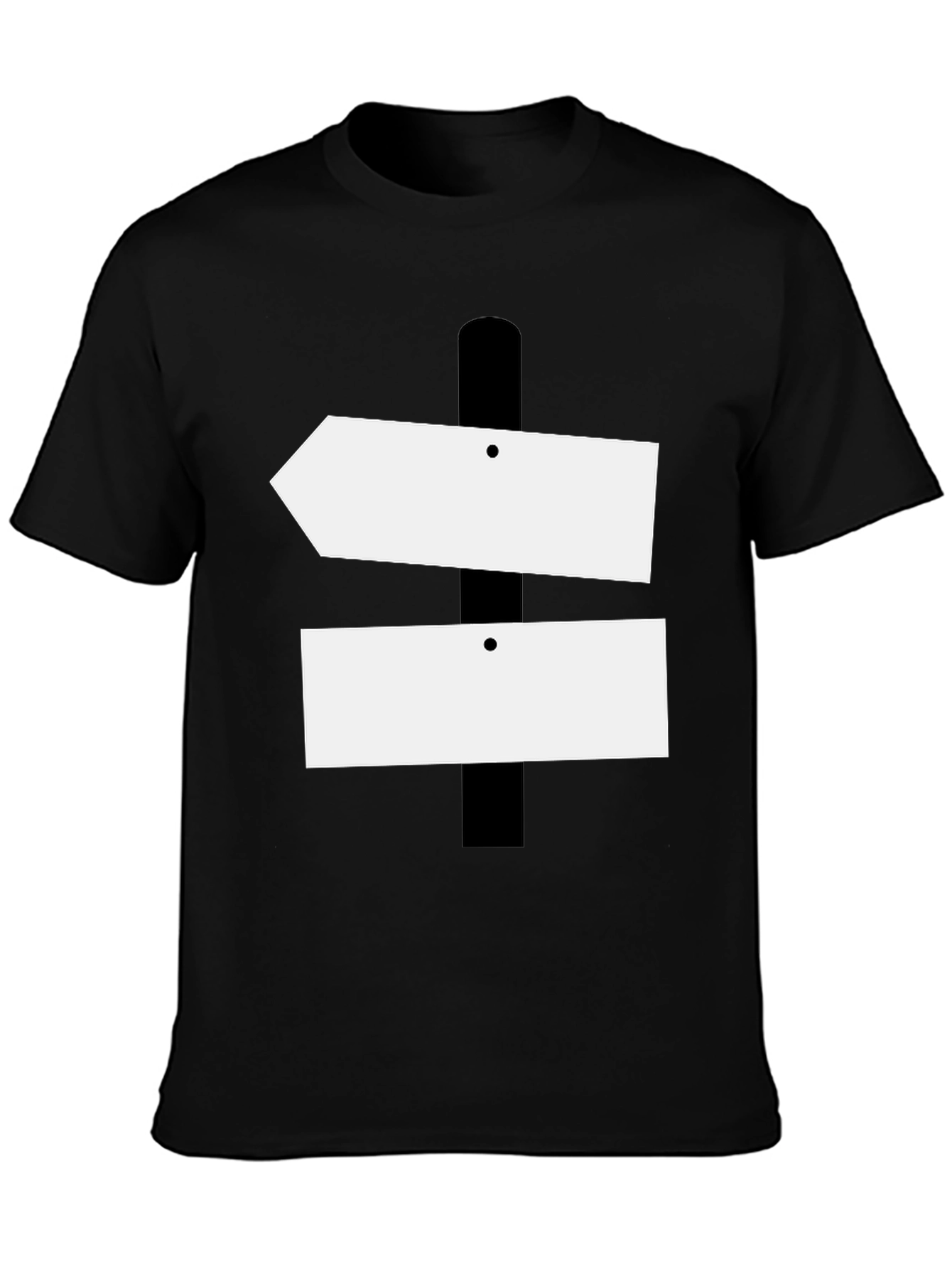 Directional Signpost Graphic Tee - Black Cotton Casual