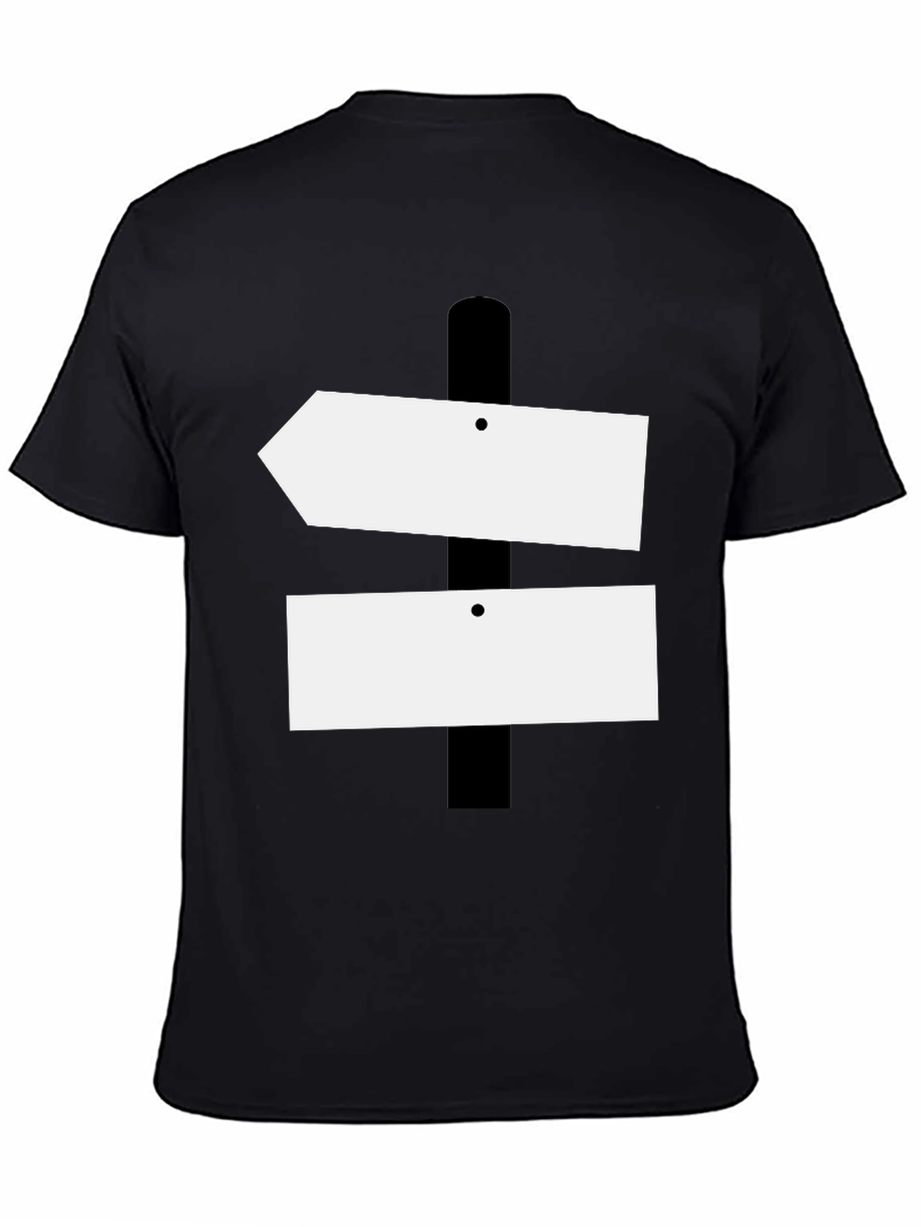 Directional Signpost Graphic Tee - Black Cotton Casual