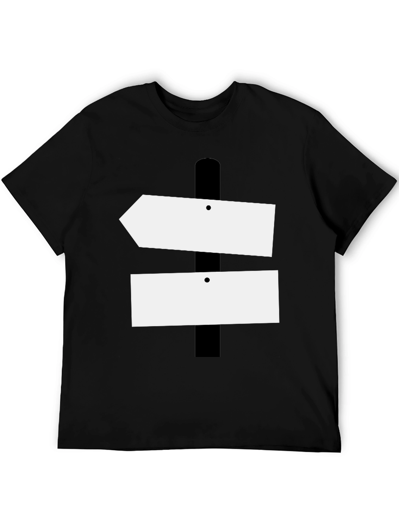 Directional Signpost Graphic Tee - Black Cotton Casual