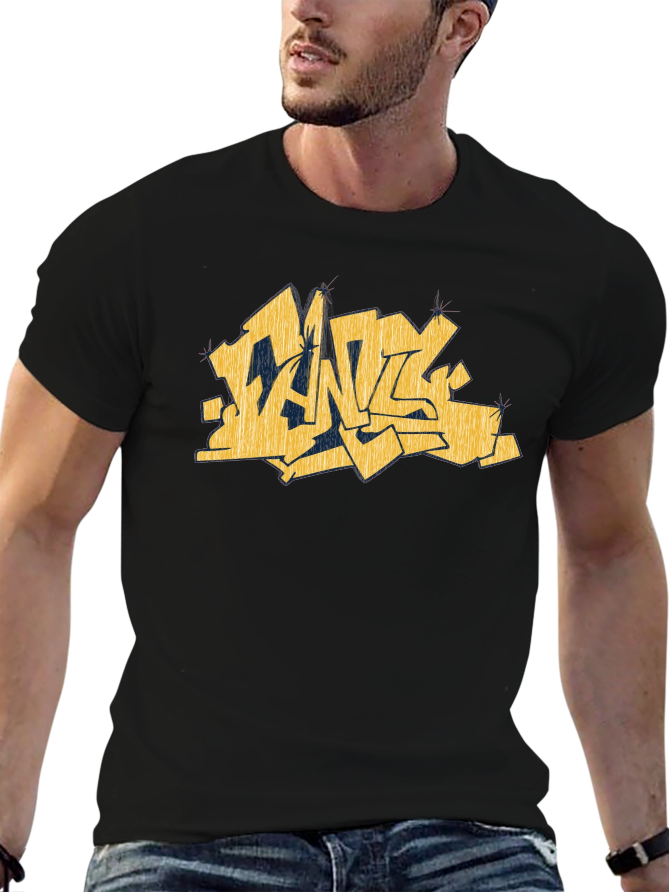 Urban Graffiti Graphic Black T-Shirt