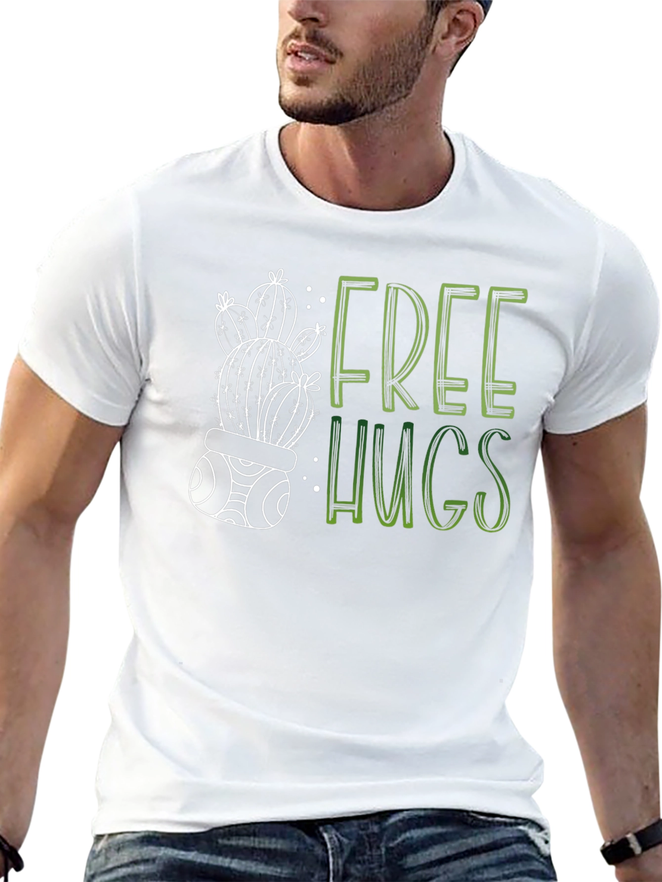 Free Hugs Cactus Graphic Tee - Soft Cotton Blend