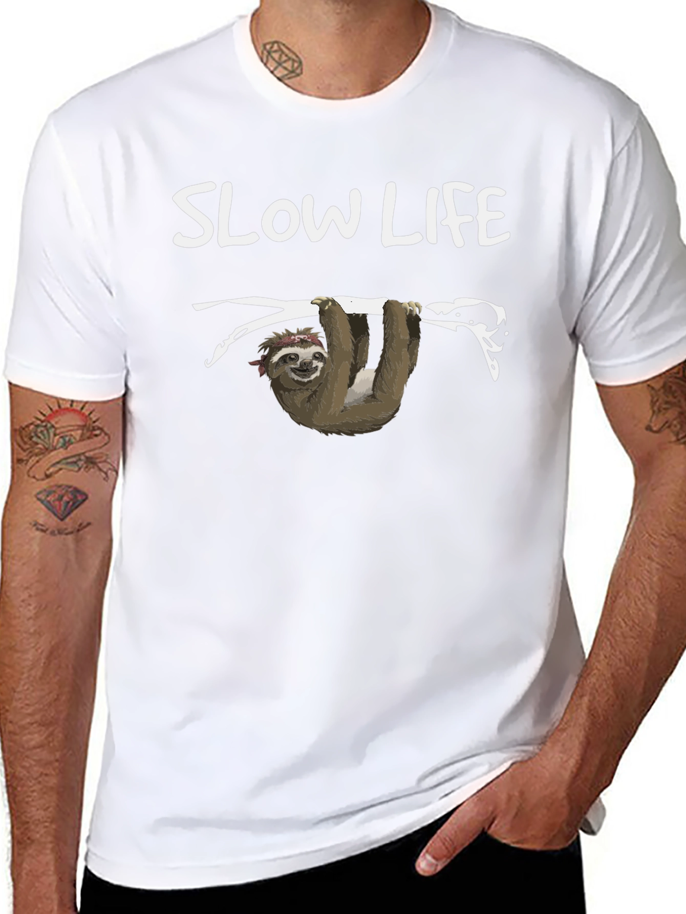 Slow Life Sloth Graphic Tee - Relaxed Fit