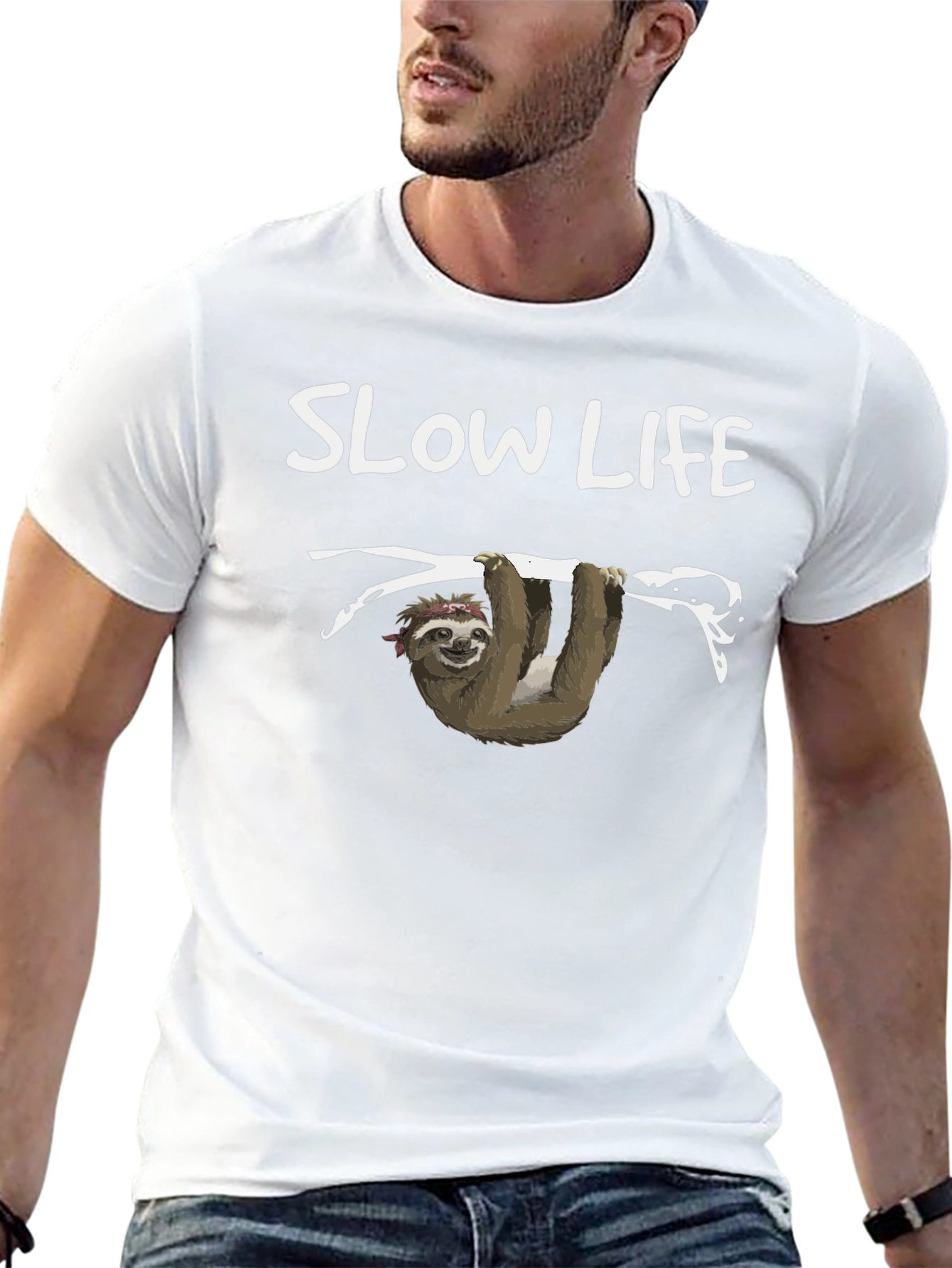 Slow Life Sloth Graphic Tee - Relaxed Fit