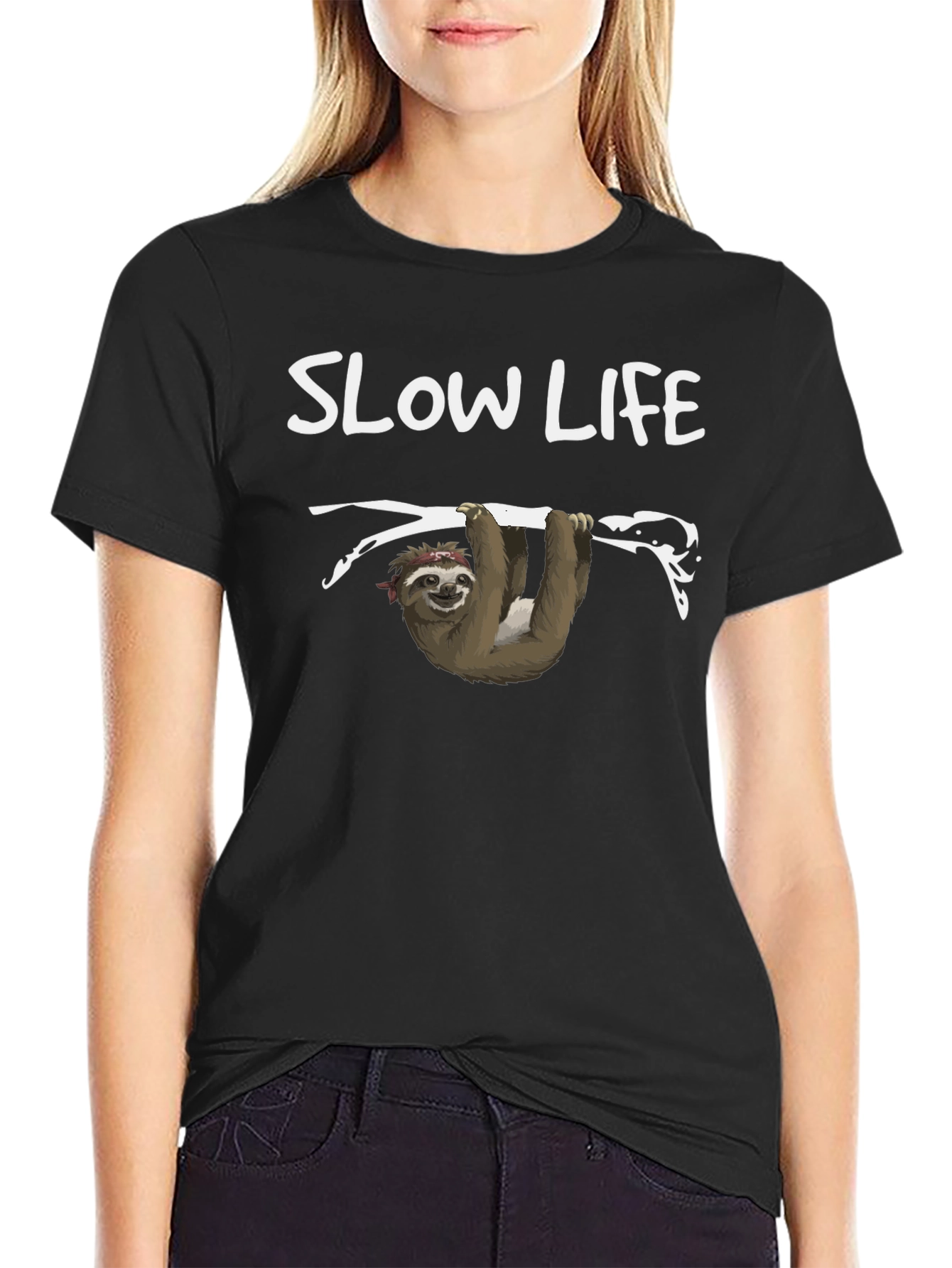 Slow Life Sloth Graphic Tee - Relaxed Fit