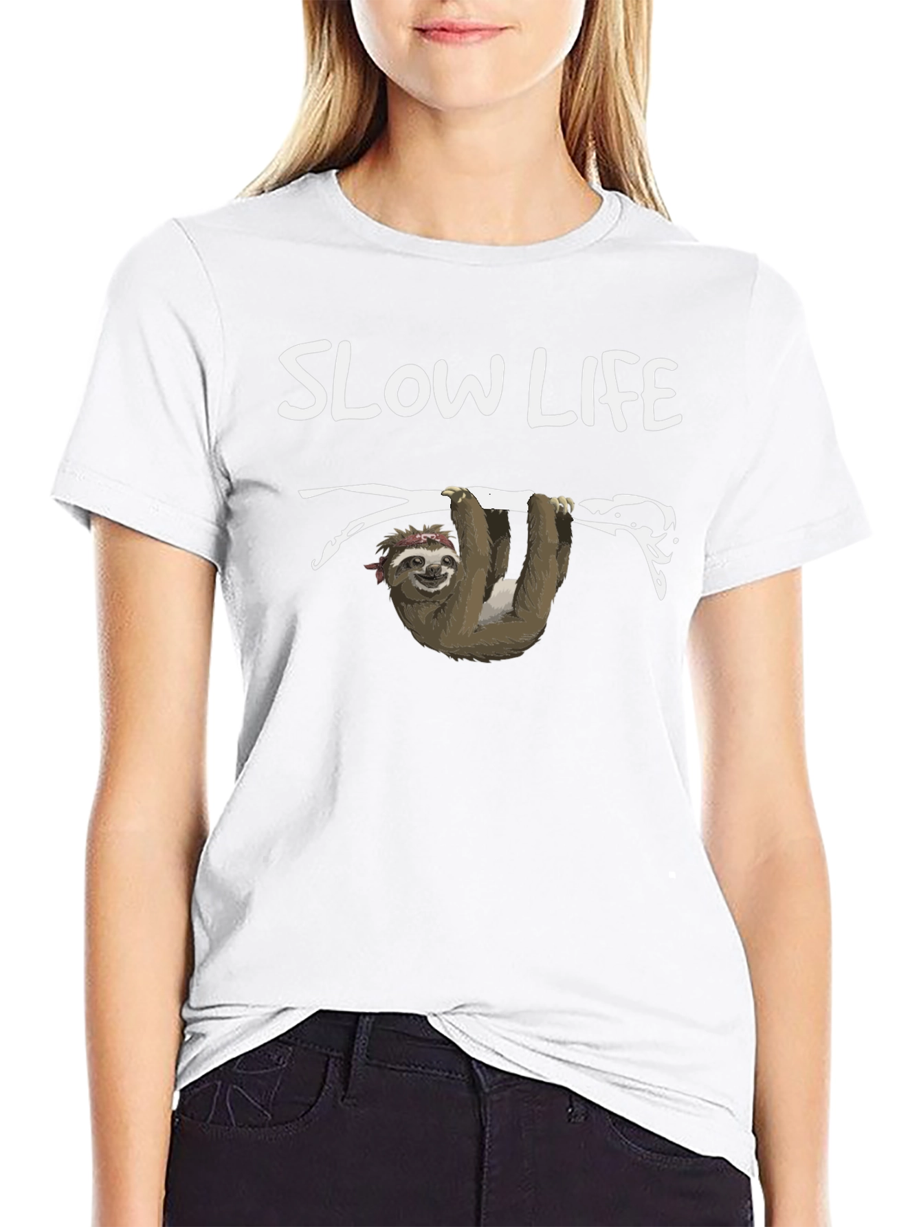 Slow Life Sloth Graphic Tee - Relaxed Fit