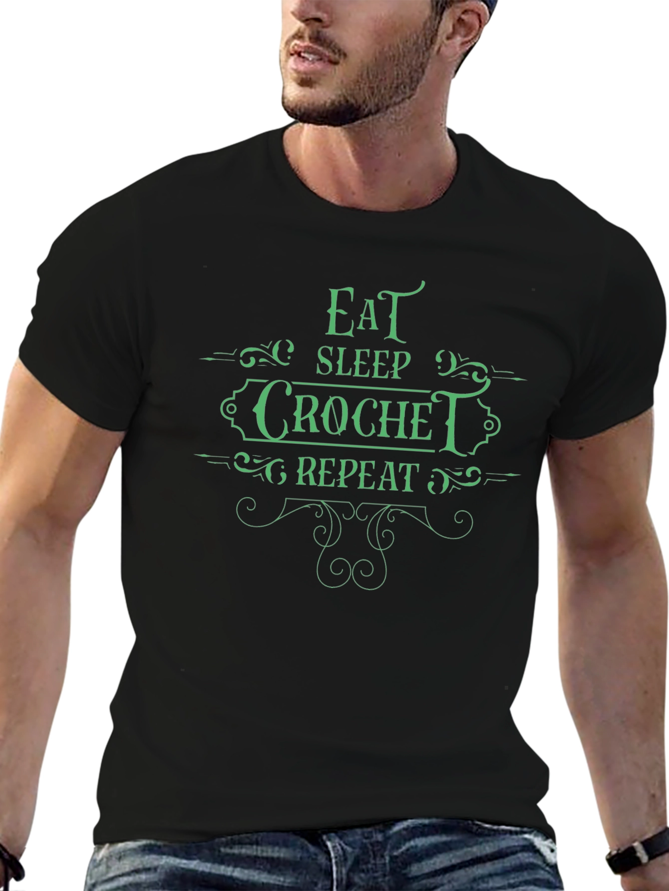 Eat Sleep Crochet Repeat Graphic Tee