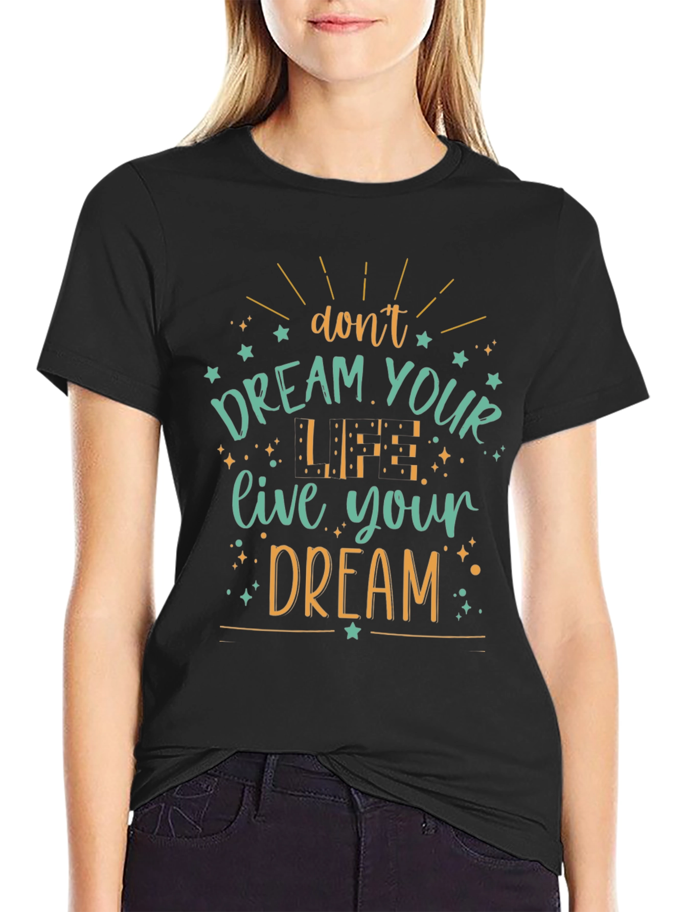 Inspirational Dream Graphic Tee - Soft Black Cotton Blend