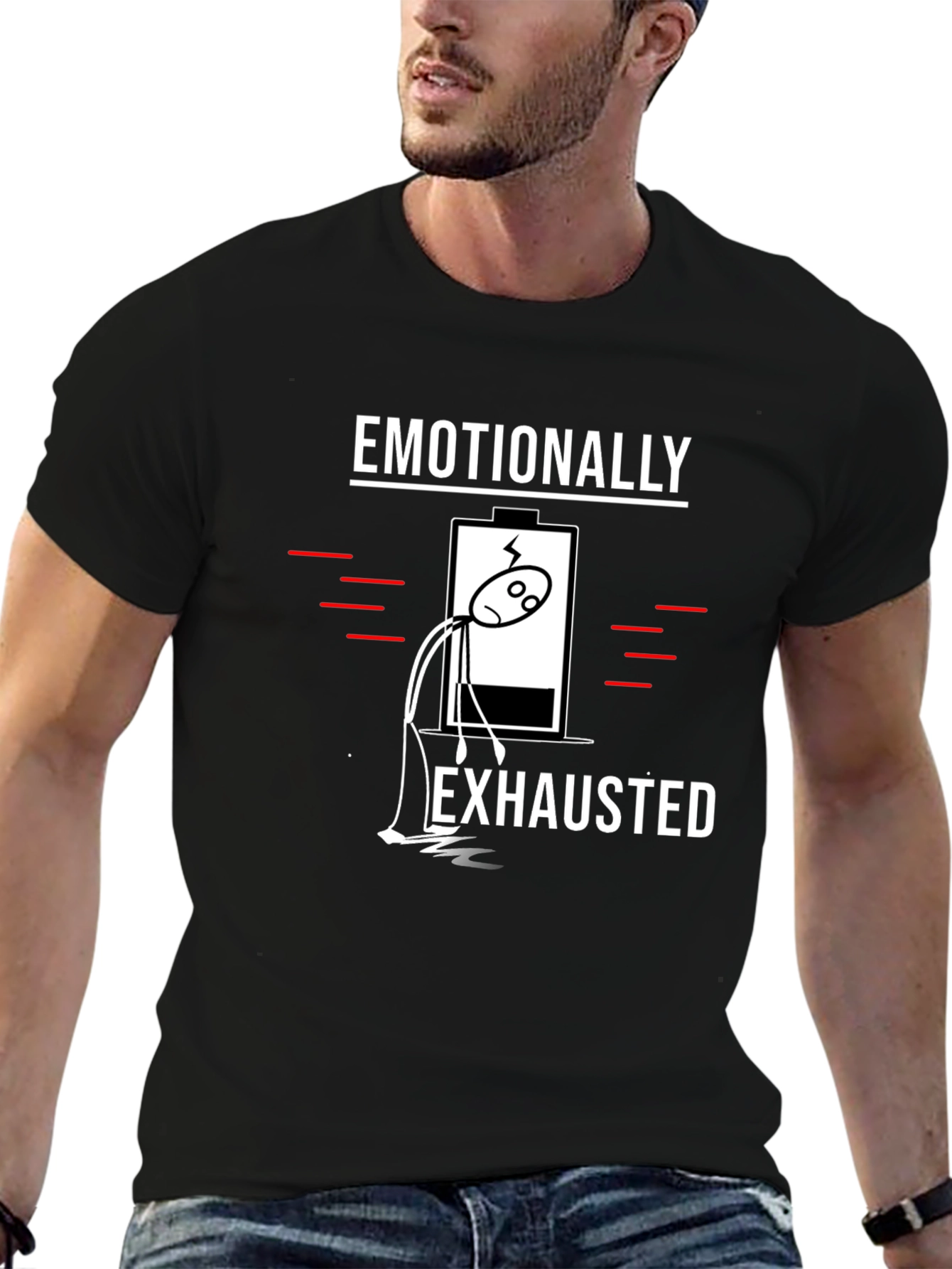 Emotionally Exhausted Graphic T-Shirt - Black