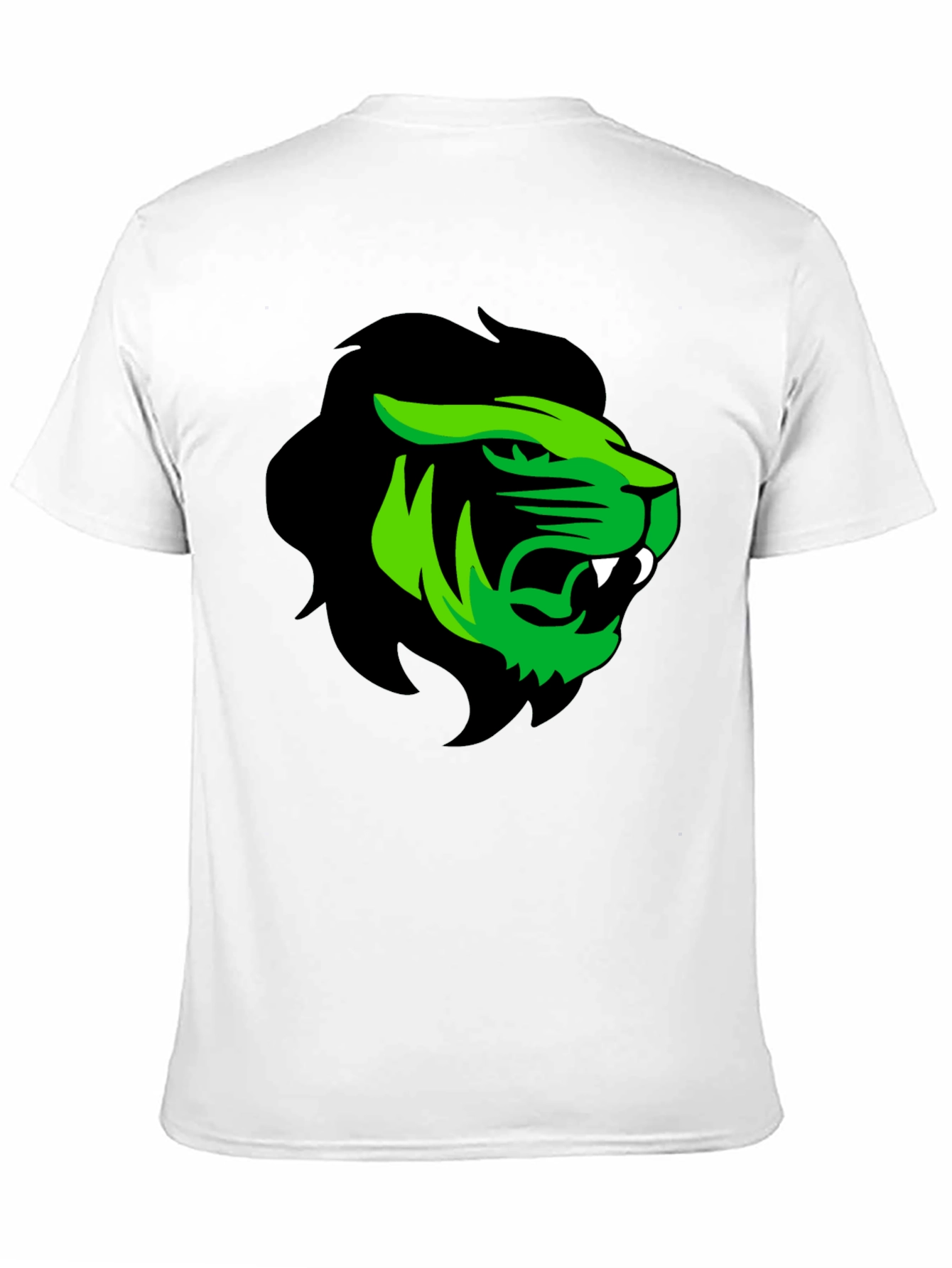 Mens Black T-Shirt with Green Lion Graphic