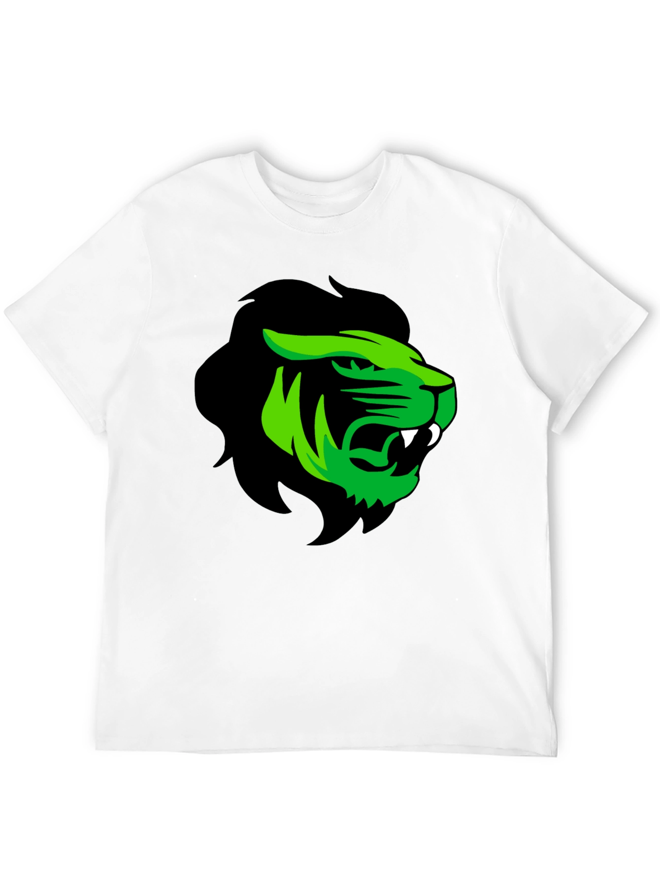 Mens Black T-Shirt with Green Lion Graphic