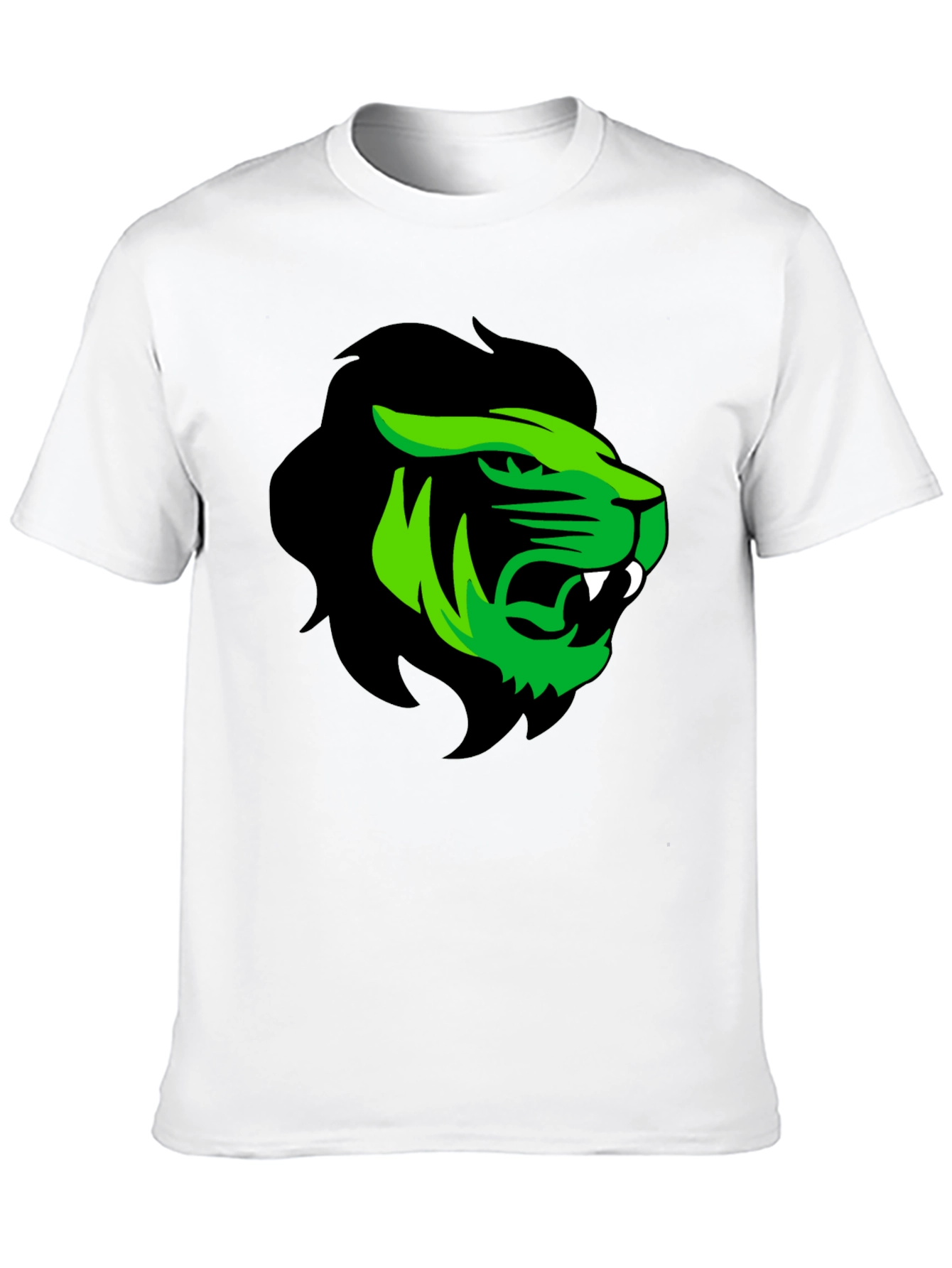 Mens Black T-Shirt with Green Lion Graphic