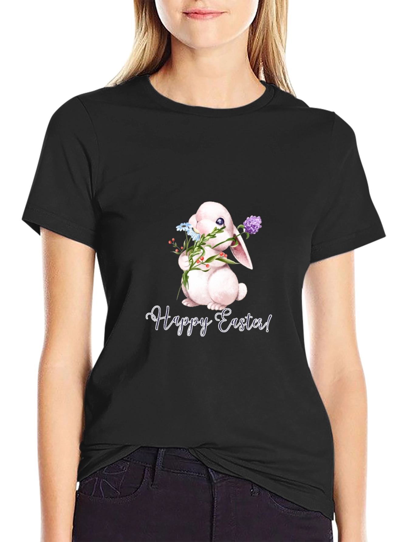 Happy Easter Bunny T-Shirt - Black