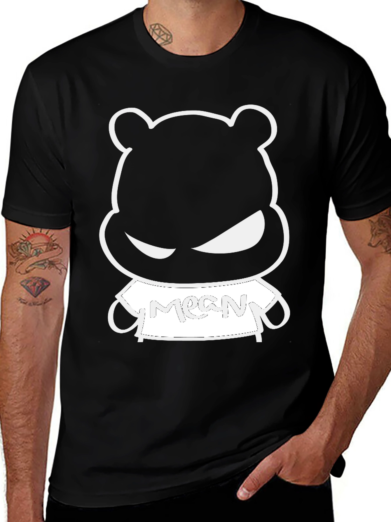 Mean Bear Graphic Tee - Black Casual Shirt