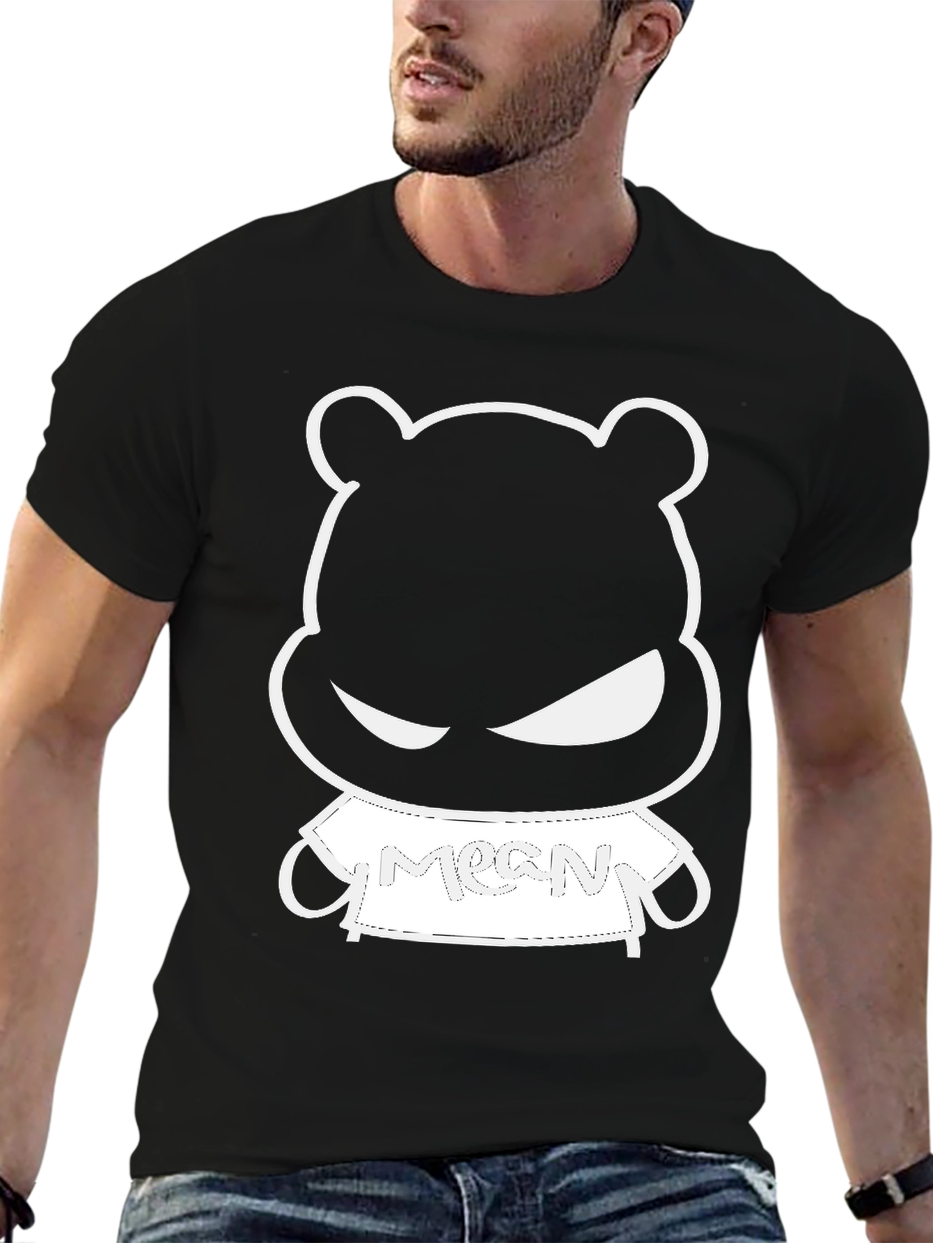 Mean Bear Graphic Tee - Black Casual Shirt