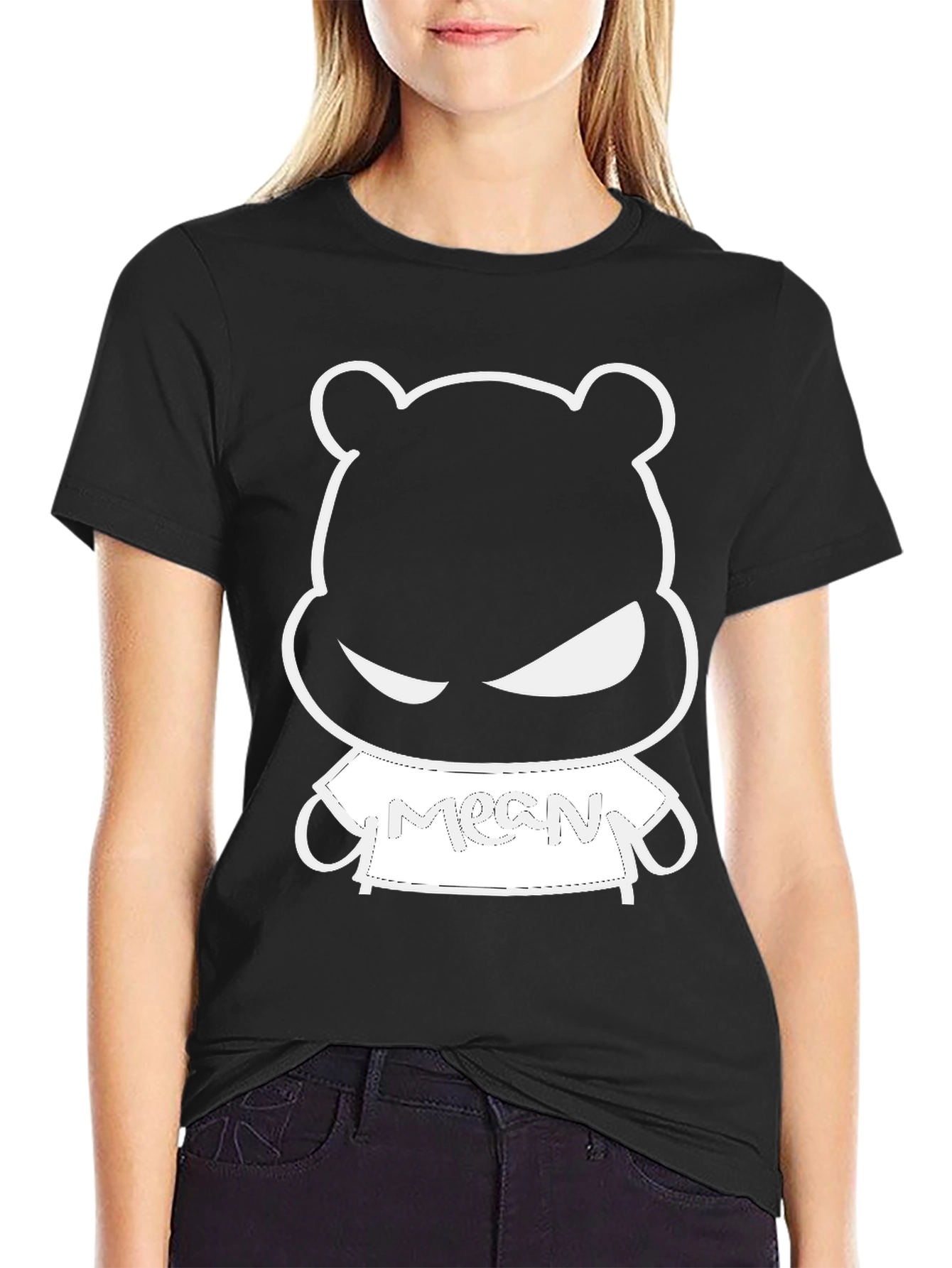 Mean Bear Graphic Tee - Black Casual Shirt