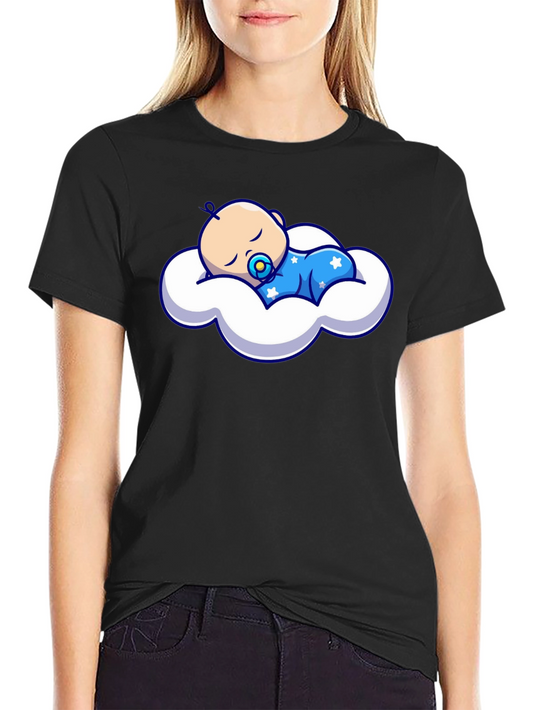 Cute Baby Sleeping on Cloud Graphic Tee