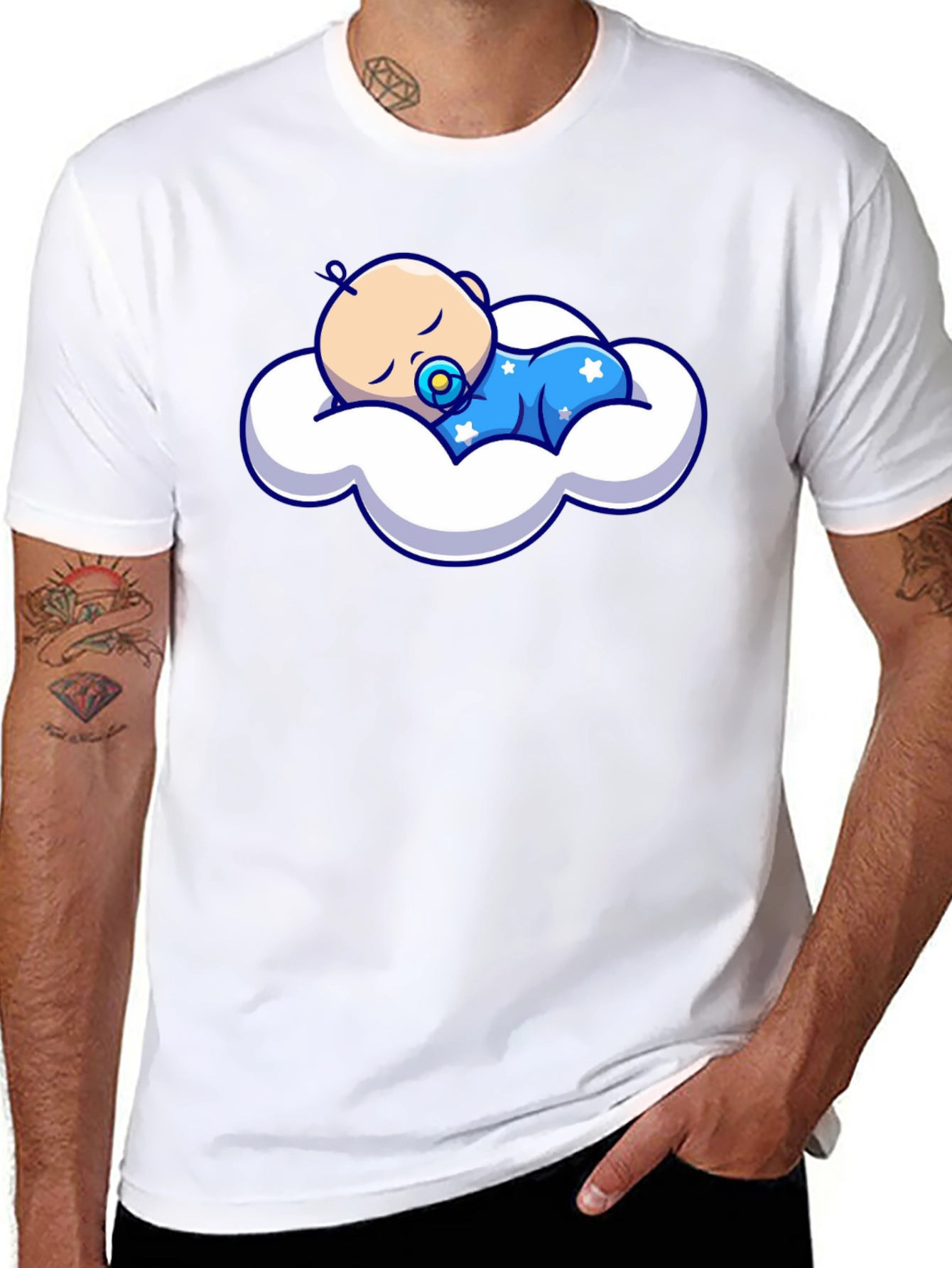 Cute Baby Sleeping on Cloud Graphic Tee