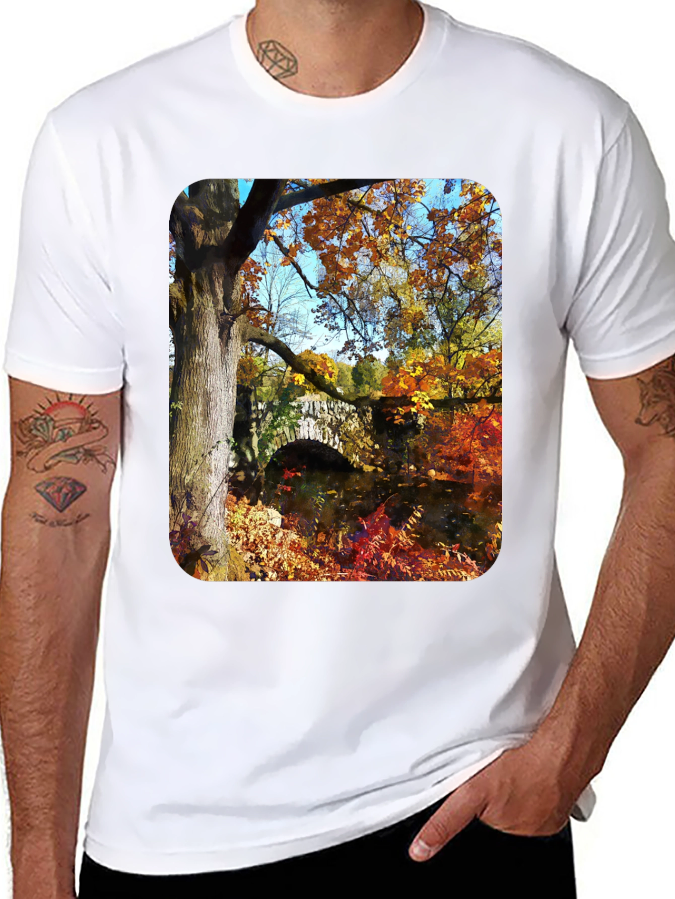 Autumn Bridge T-Shirt - Nature Lovers Tee