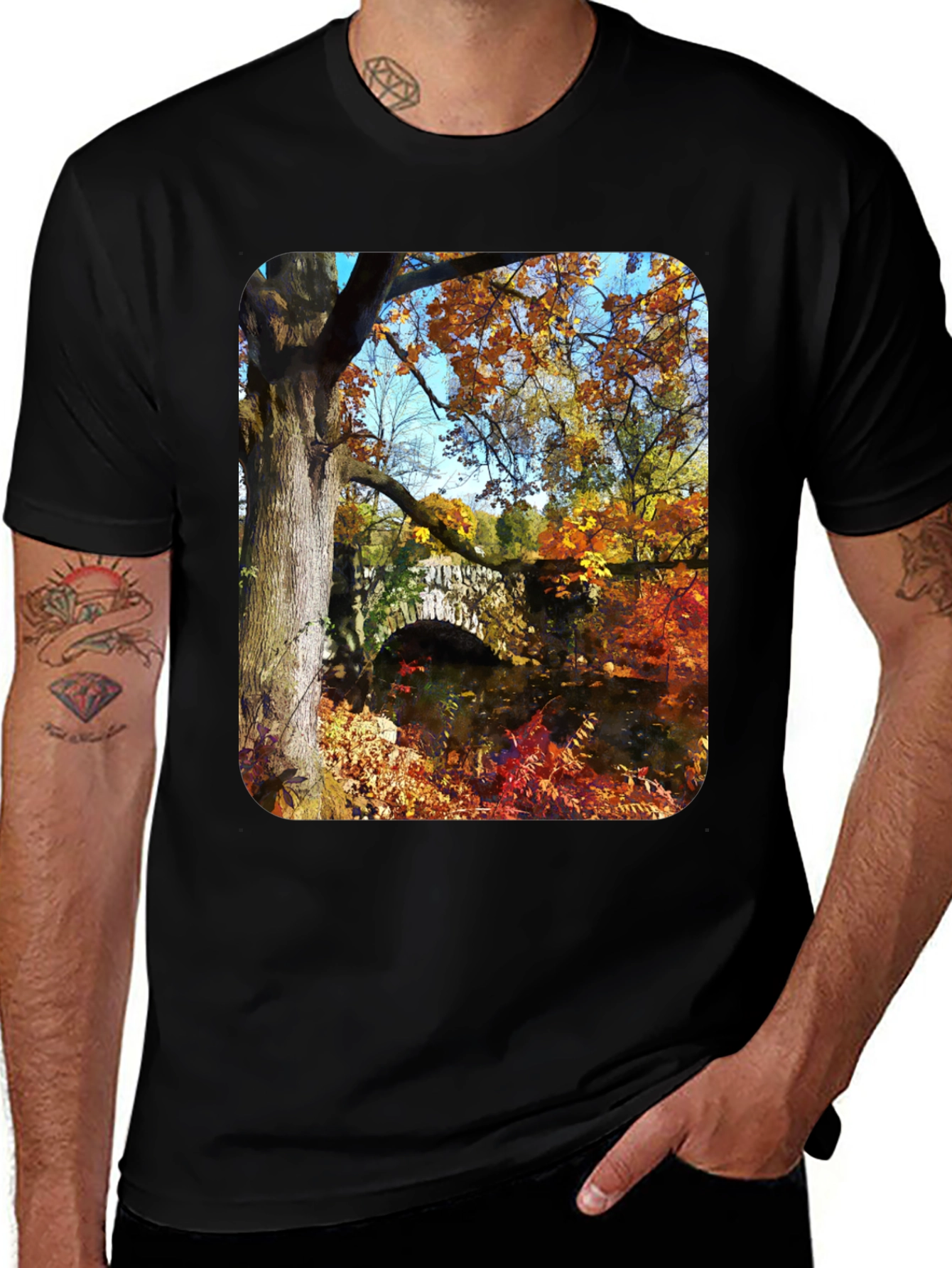 Autumn Bridge T-Shirt - Nature Lovers Tee