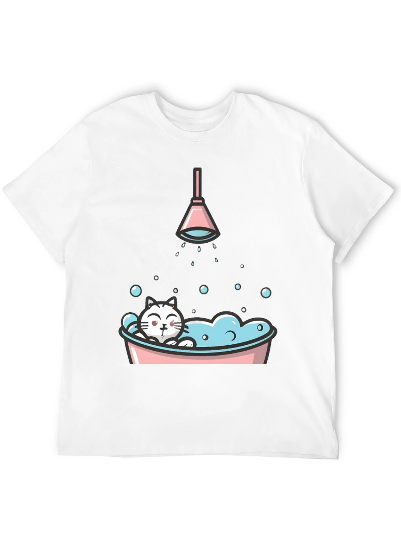 Cute Cat in Tub Graphic T-Shirt
