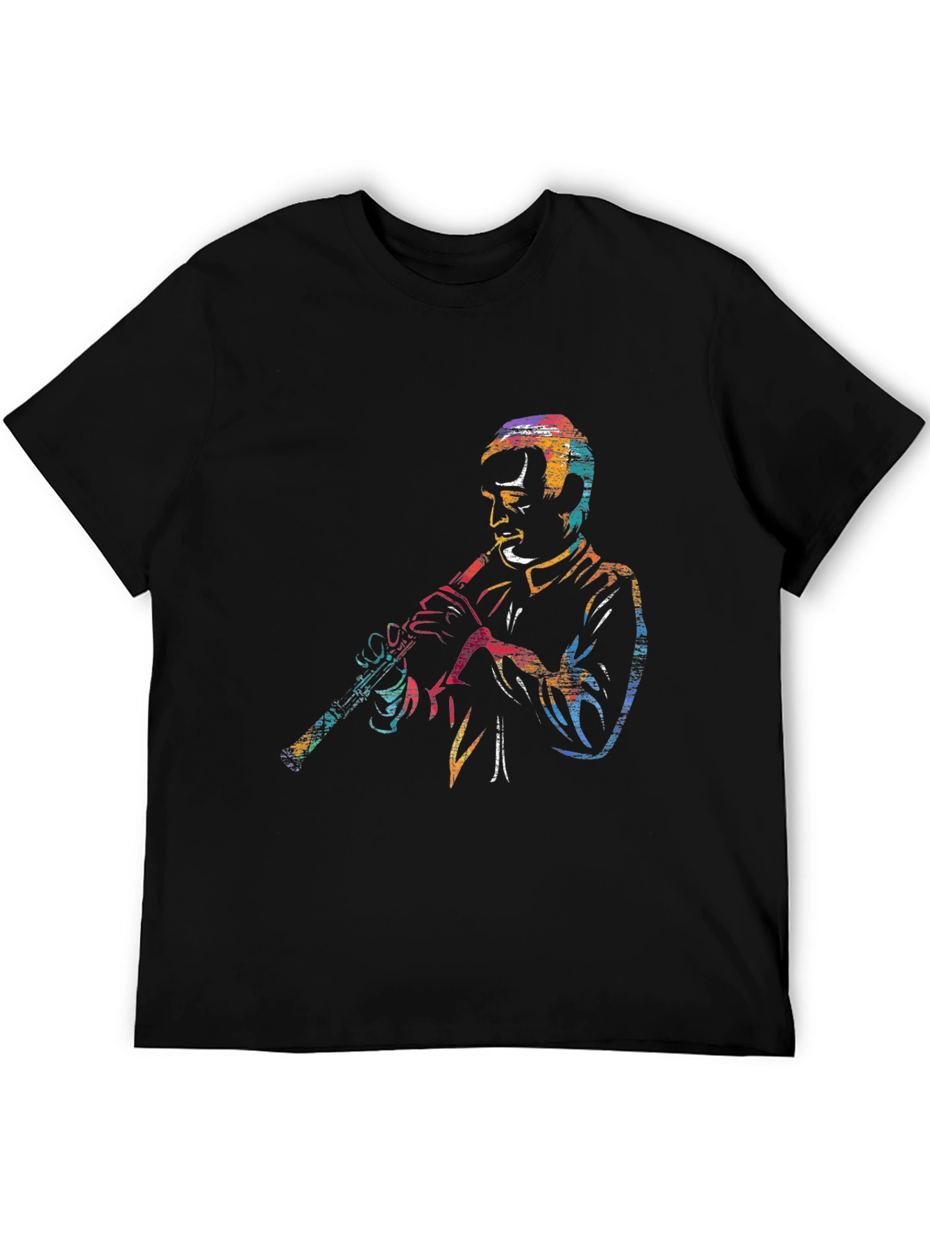 Jazz Clarinet Player Graphic Black T-Shirt
