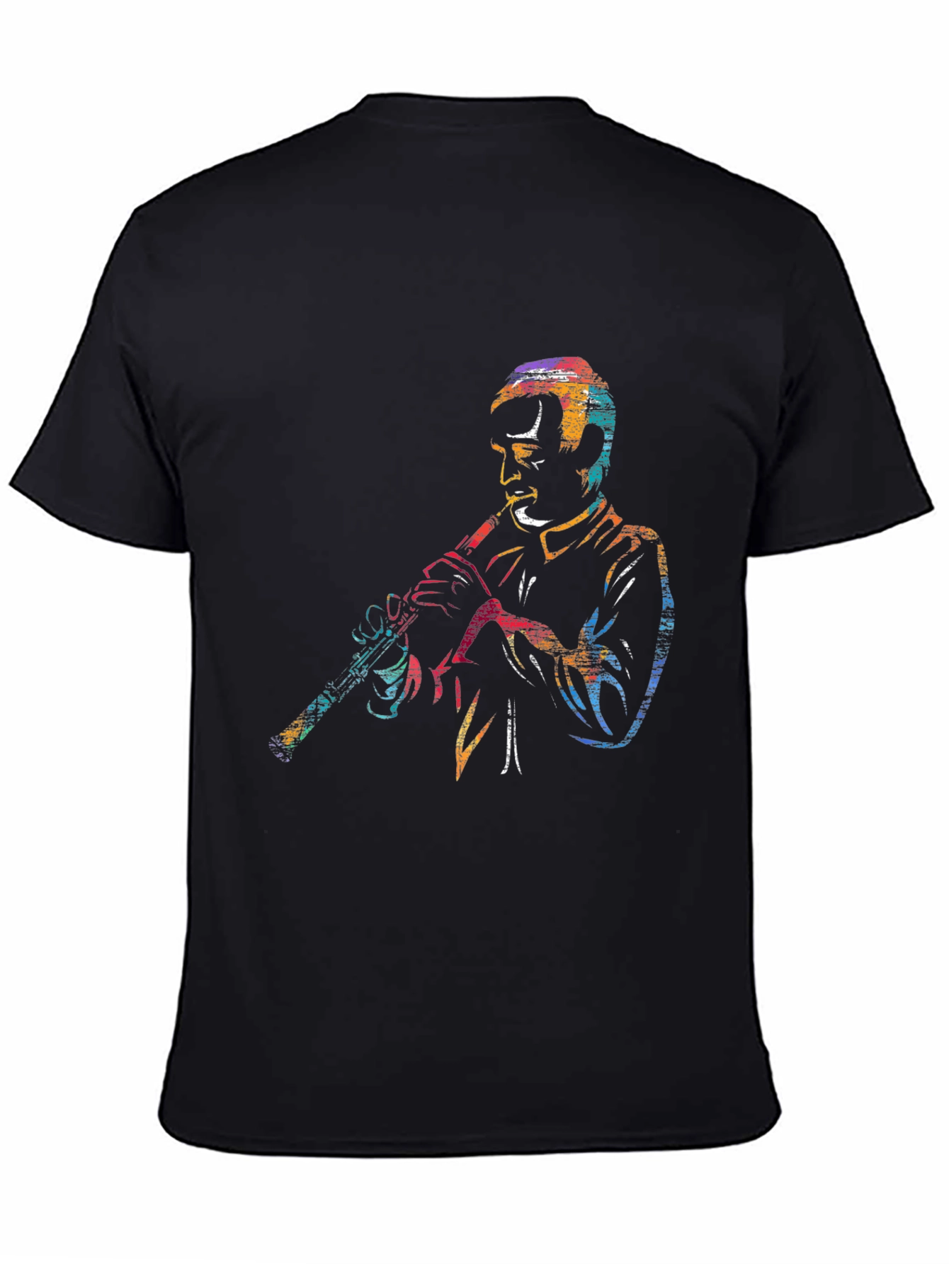 Jazz Clarinet Player Graphic Black T-Shirt