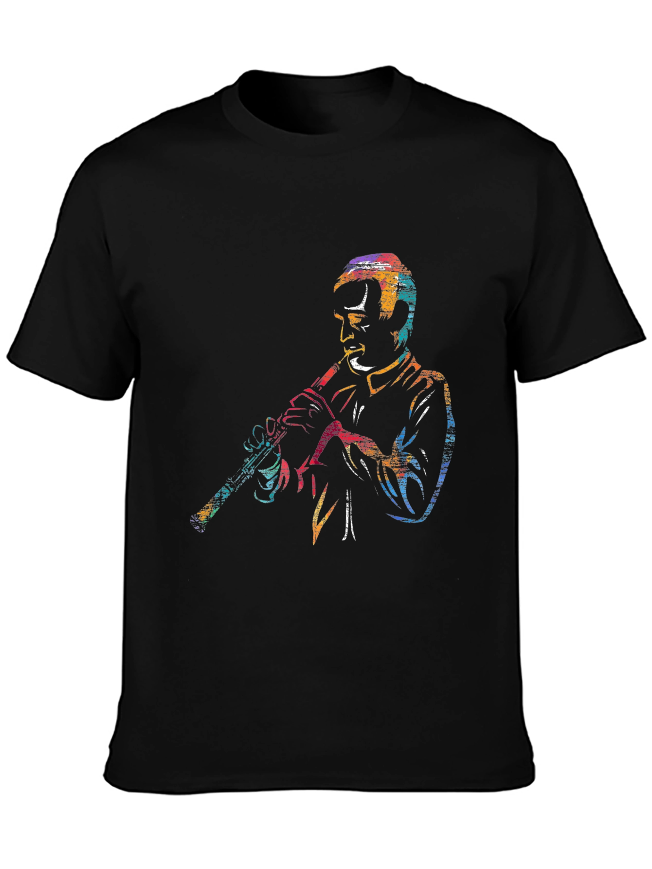 Jazz Clarinet Player Graphic Black T-Shirt
