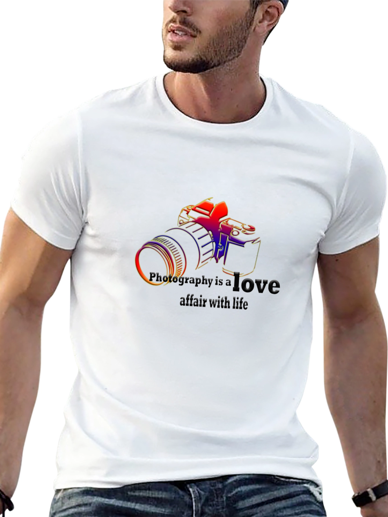 Photography is Love Mens Black Graphic T-Shirt