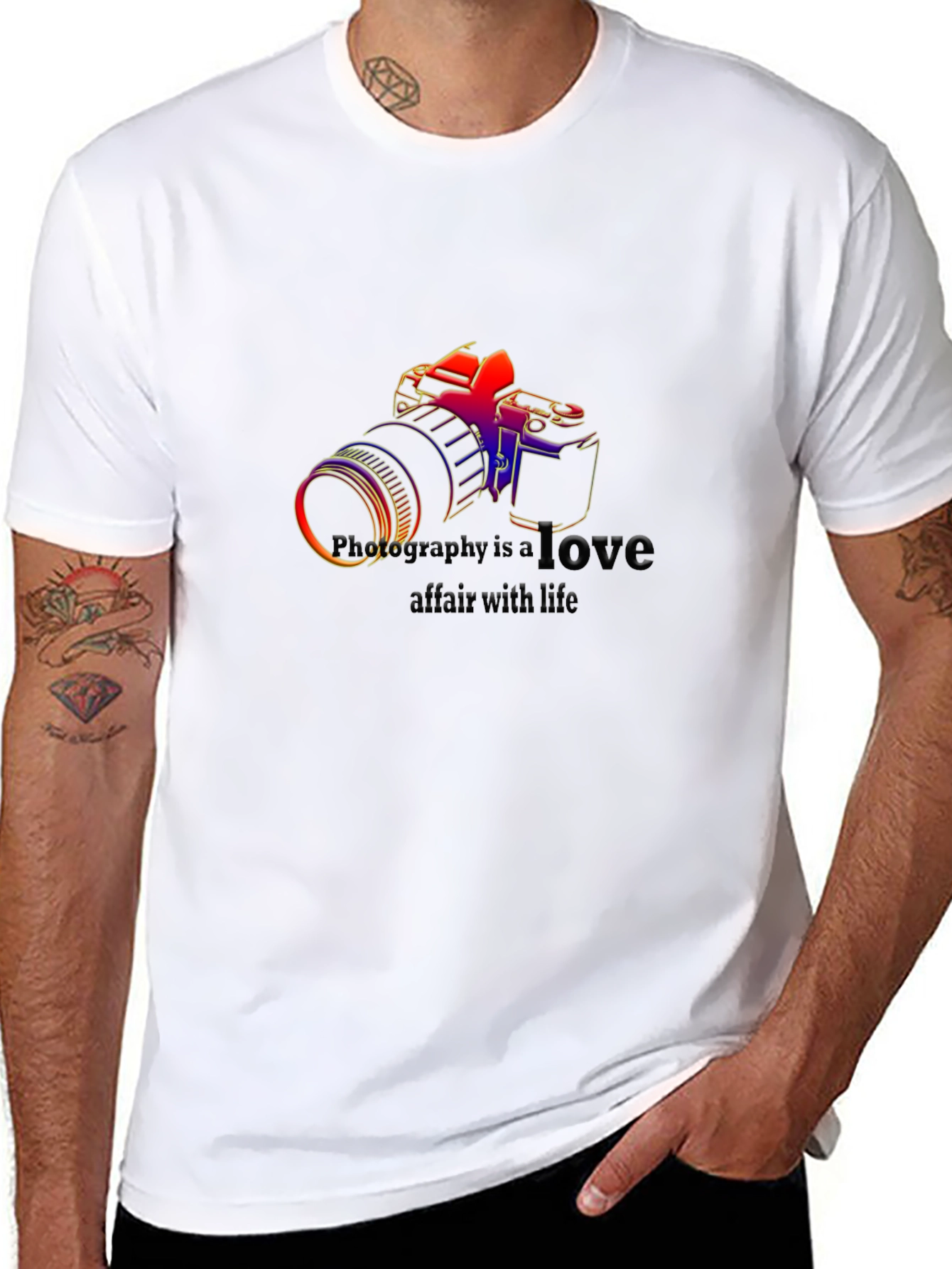 Photography is Love Mens Black Graphic T-Shirt