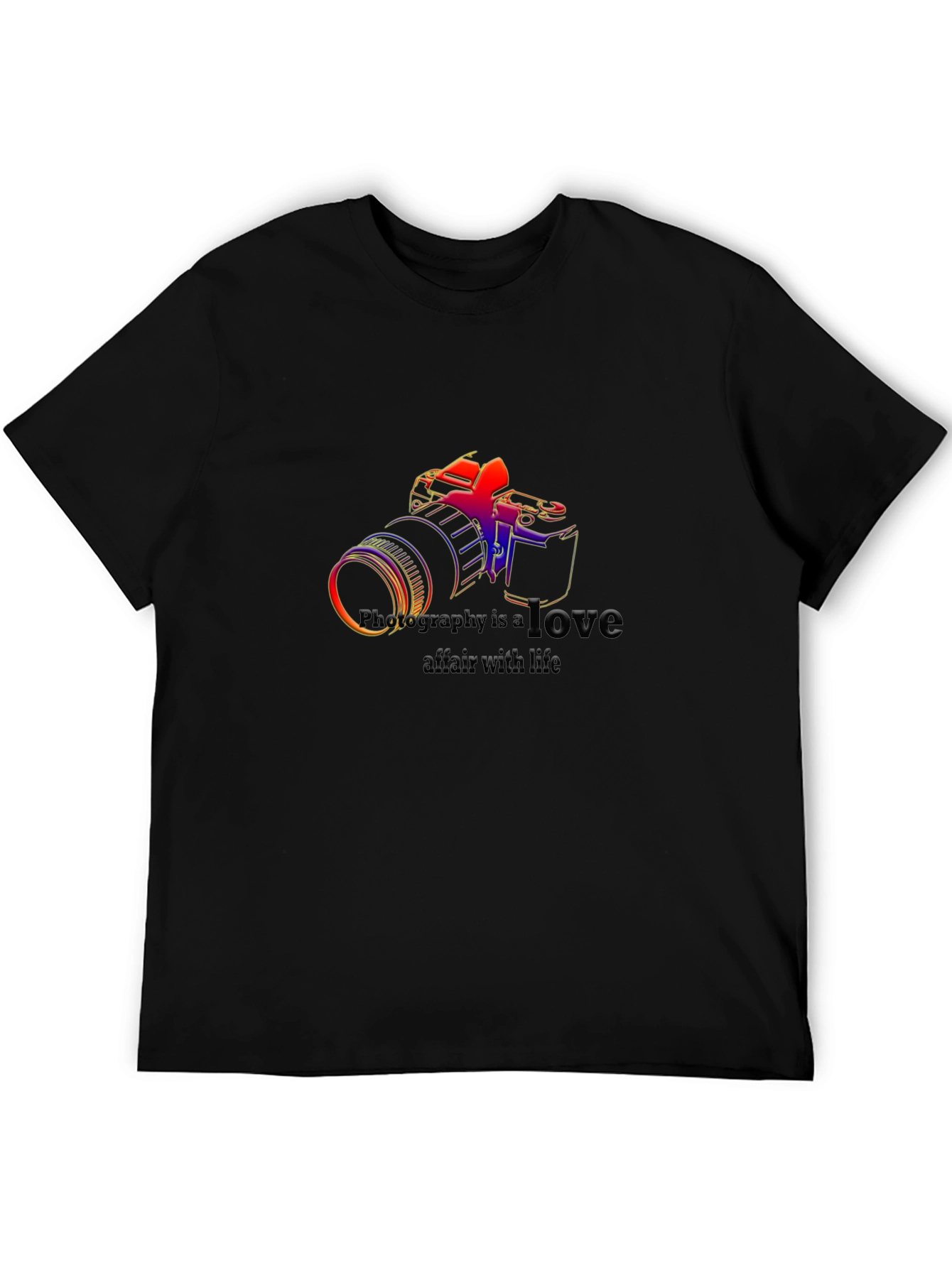 Photography is Love Mens Black Graphic T-Shirt