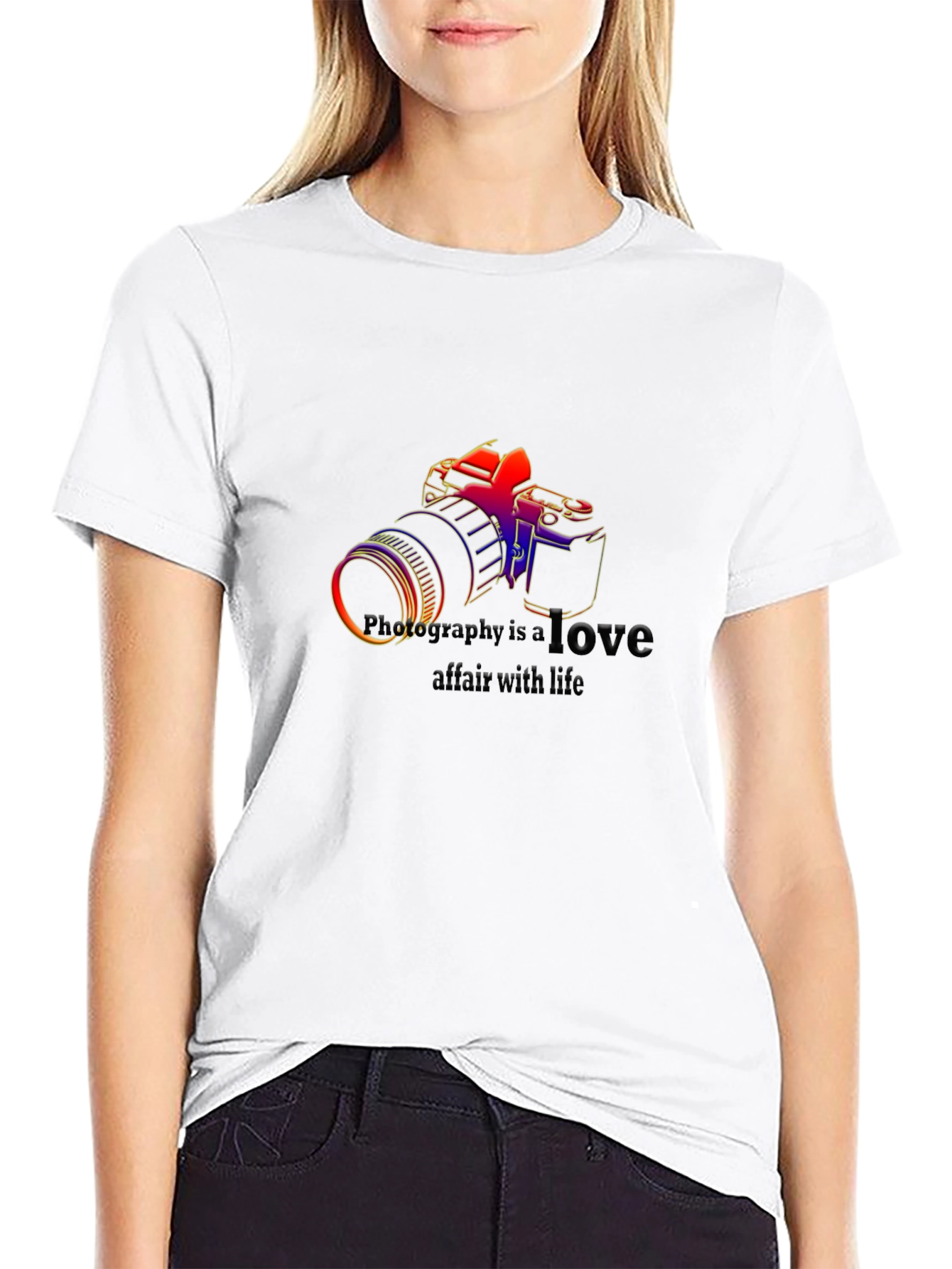 Photography is Love Mens Black Graphic T-Shirt