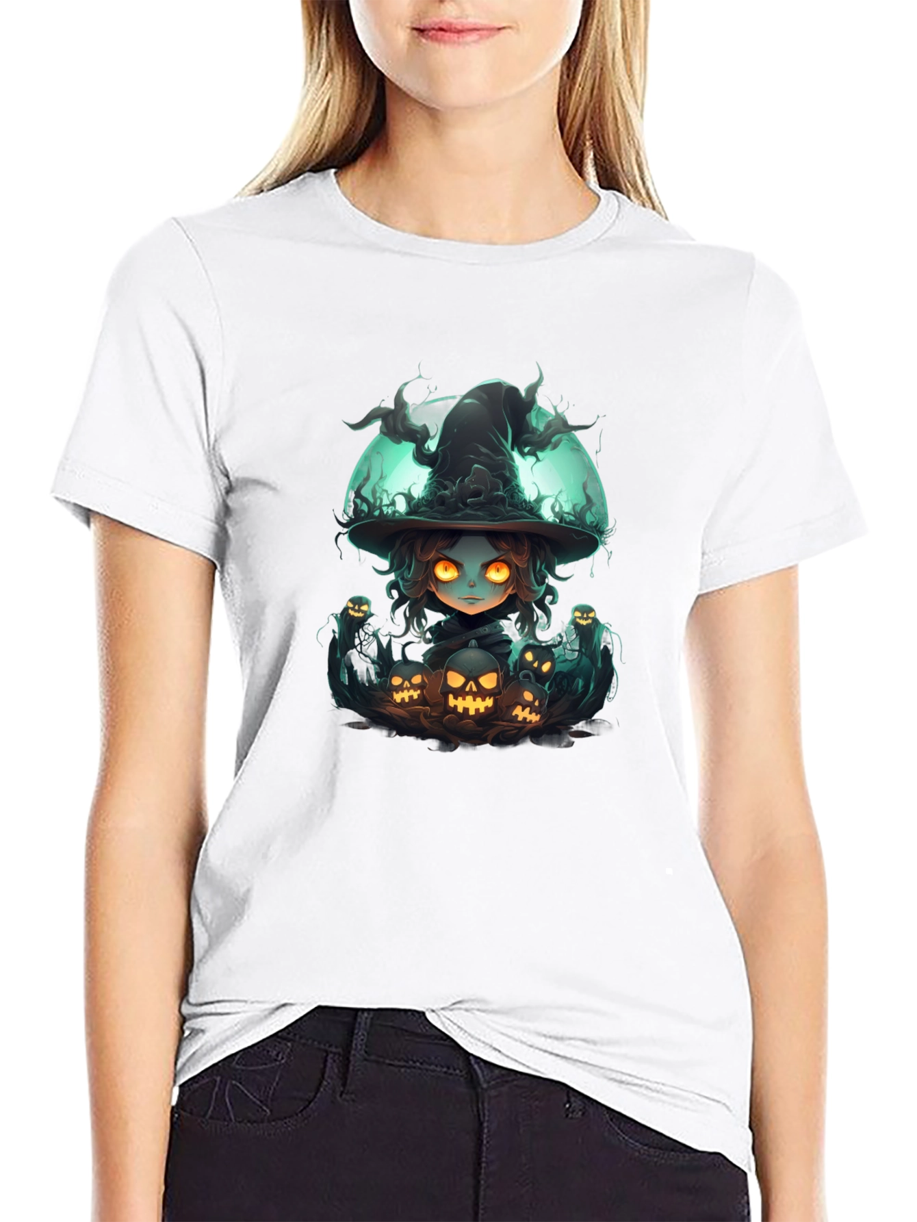 Witch & Jack-o-lantern T-Shirt Halloween