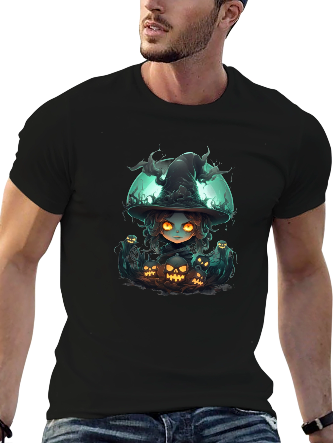 Witch & Jack-o-lantern T-Shirt Halloween