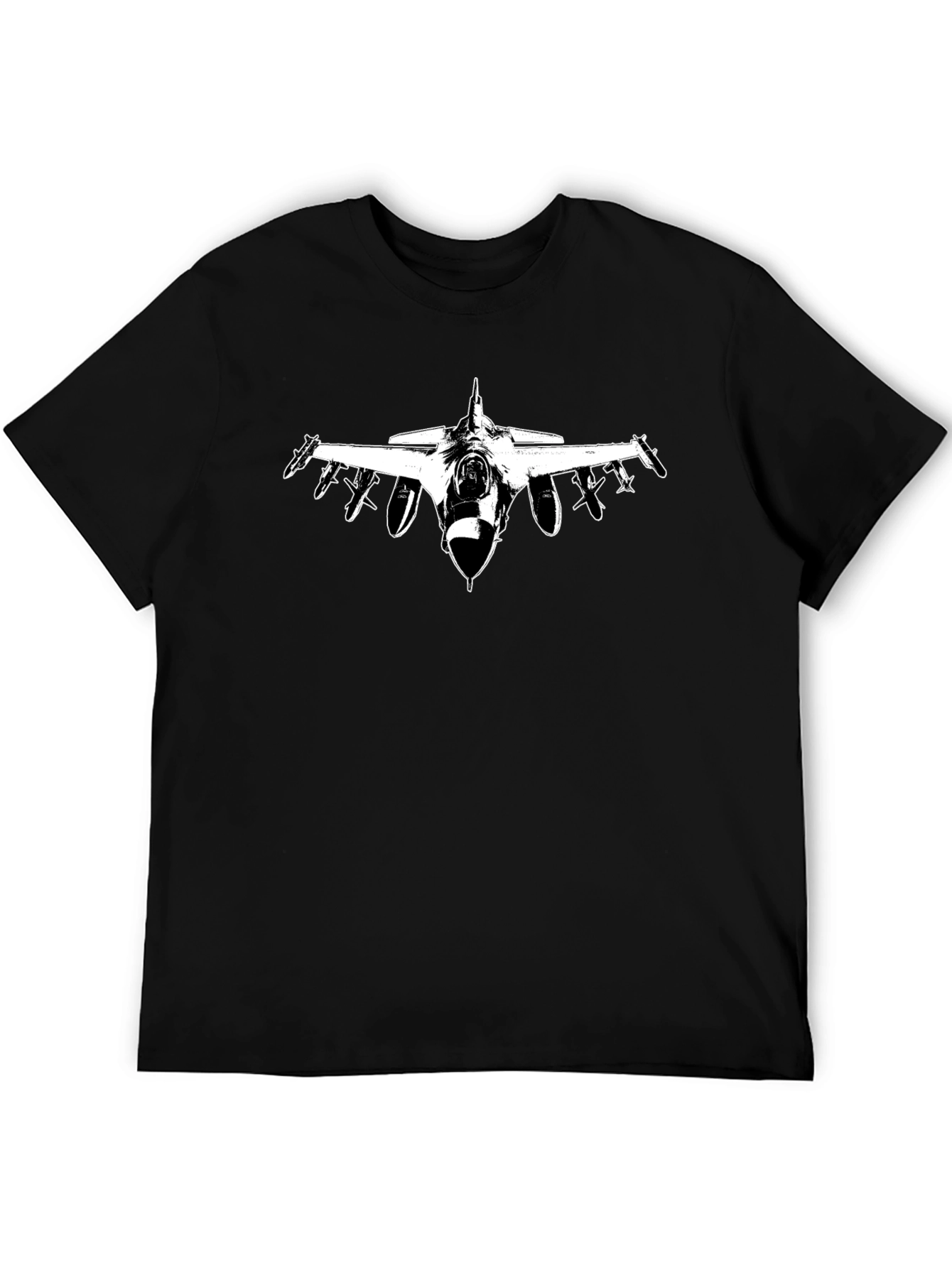 Jet Fighter Graphic Tee - Black Cotton Shirt