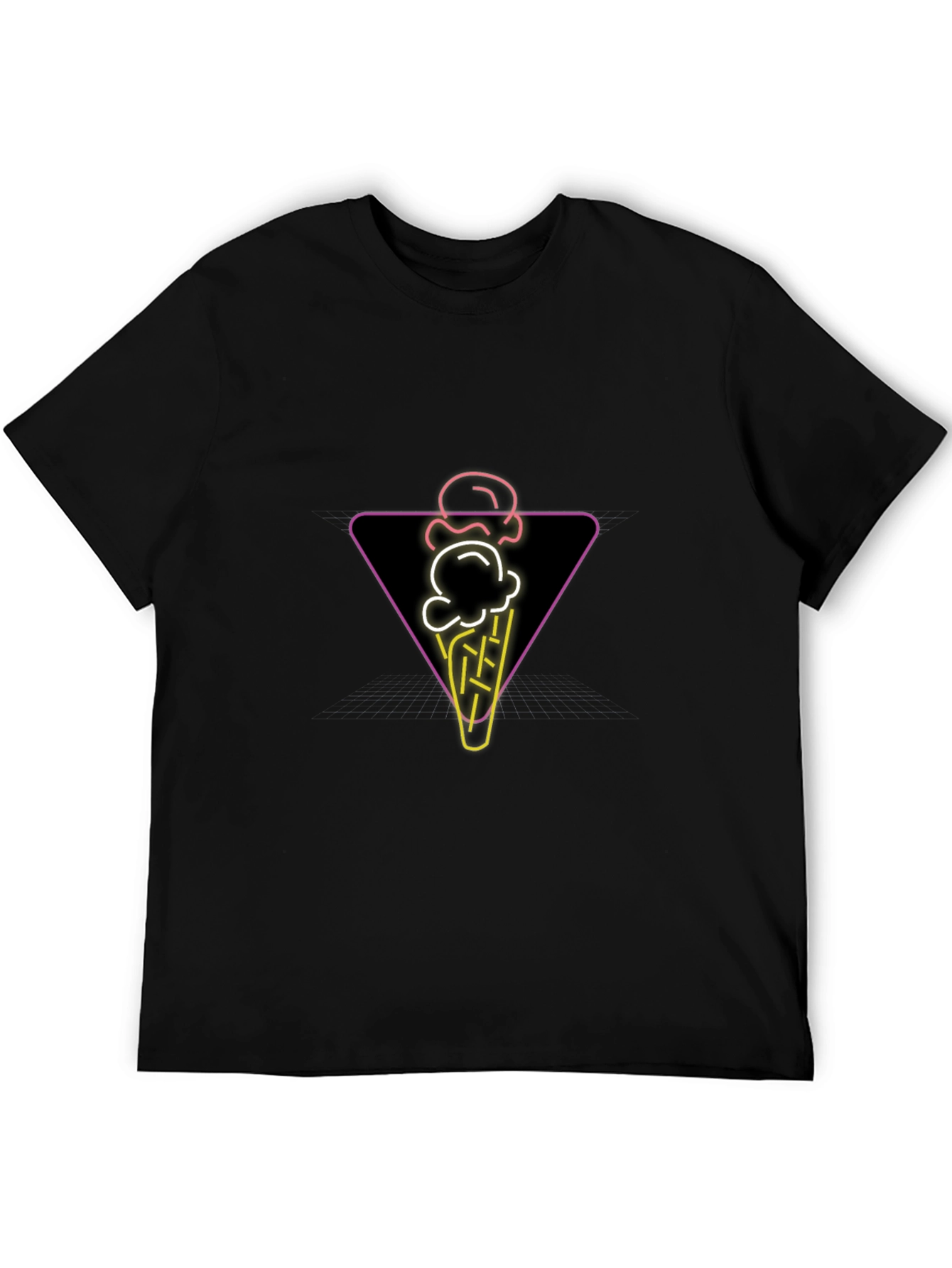 Neon Ice Cream Cone Graphic Tee - Black
