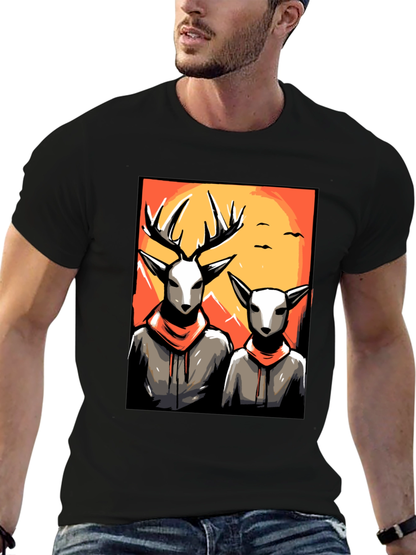 Deer Duo Graphic Tee - Cool Urban Style