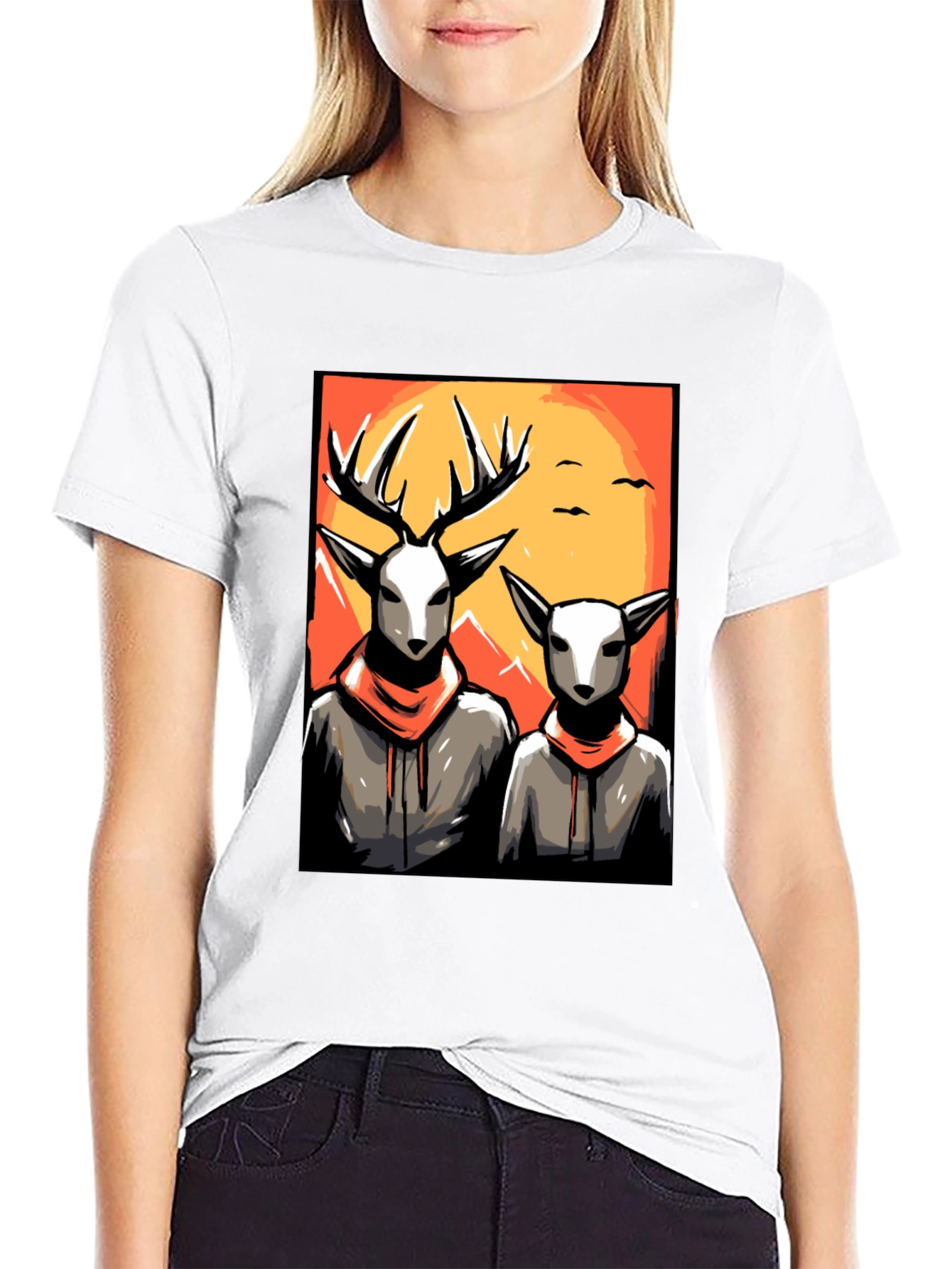 Deer Duo Graphic Tee - Cool Urban Style