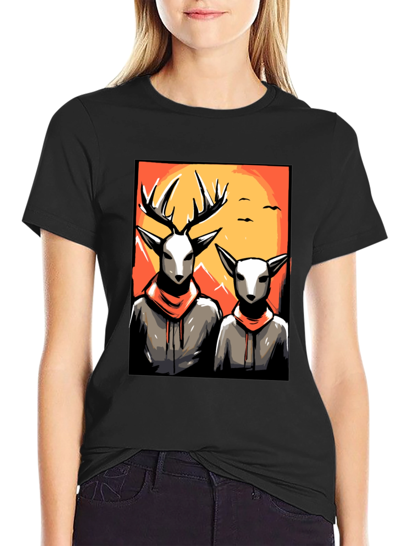 Deer Duo Graphic Tee - Cool Urban Style