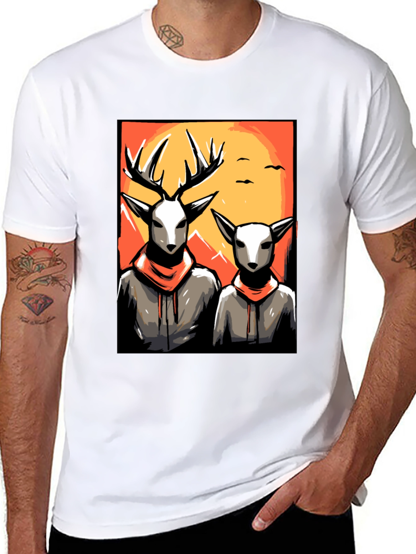 Deer Duo Graphic Tee - Cool Urban Style